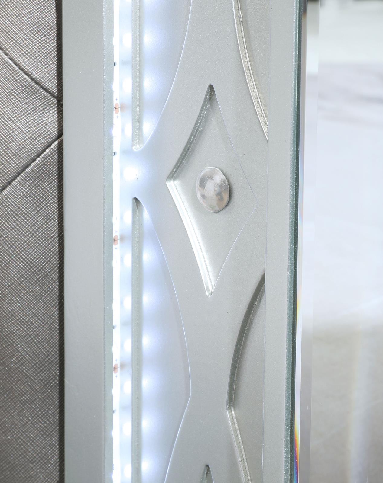 Gunnison Wood Eastern King LED Panel Bed Silver Metallic - Image 7