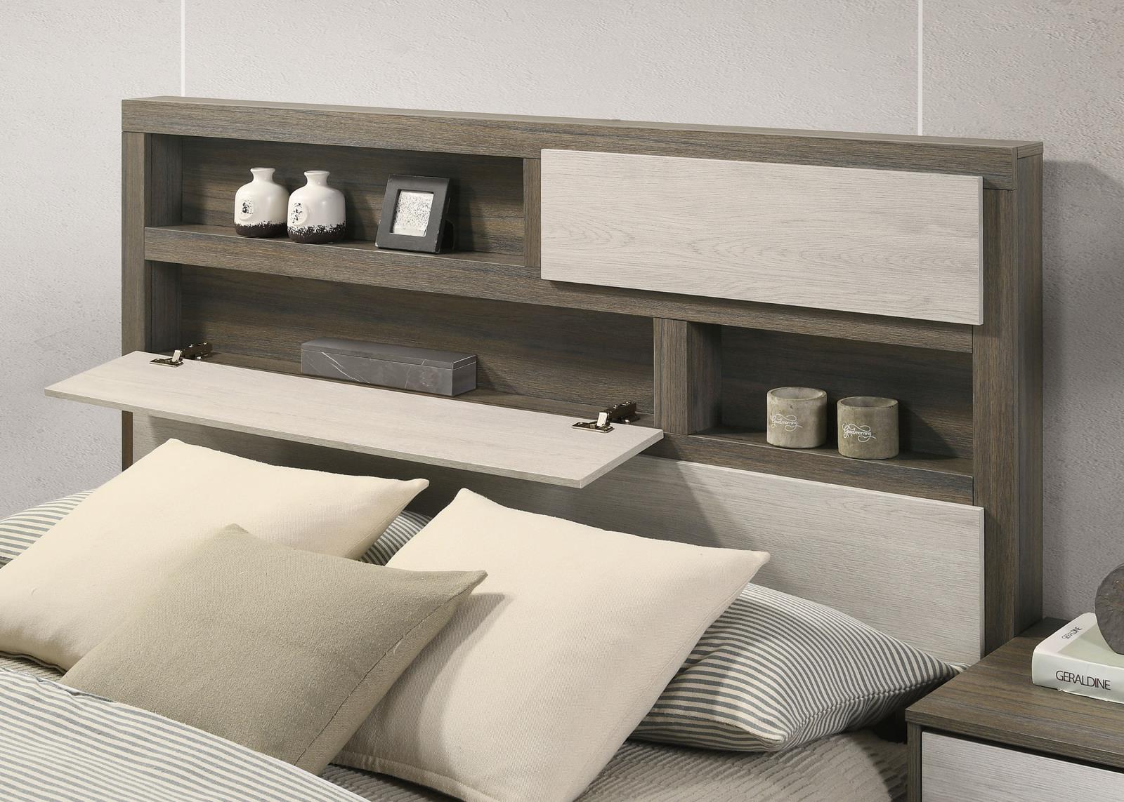 Fenwick Eastern King Bed Bookcase Headboard Grey Oak - Image 8