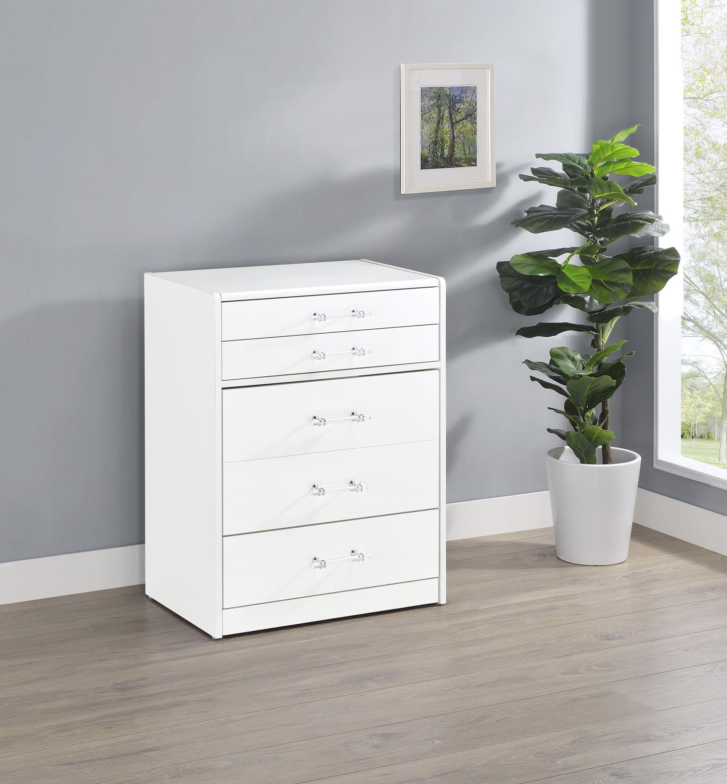 Danbury 3-drawer Makeup Vanity & Stool Set White High Gloss - Image 2