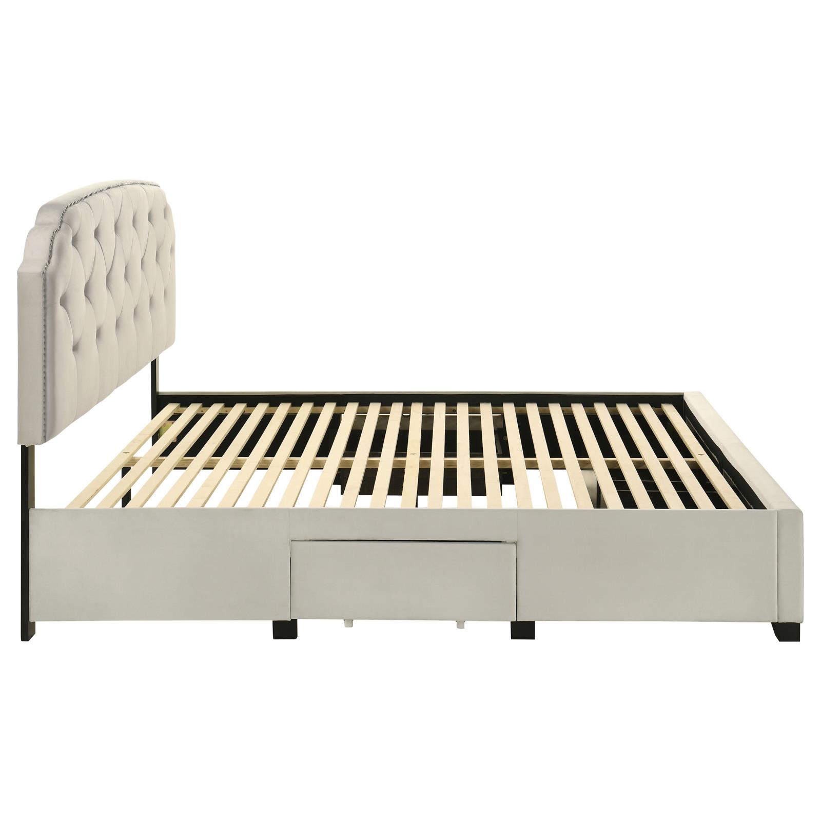 Marianna 4-drawer Upholstered Eastern King Storage Bed Cream - Image 10