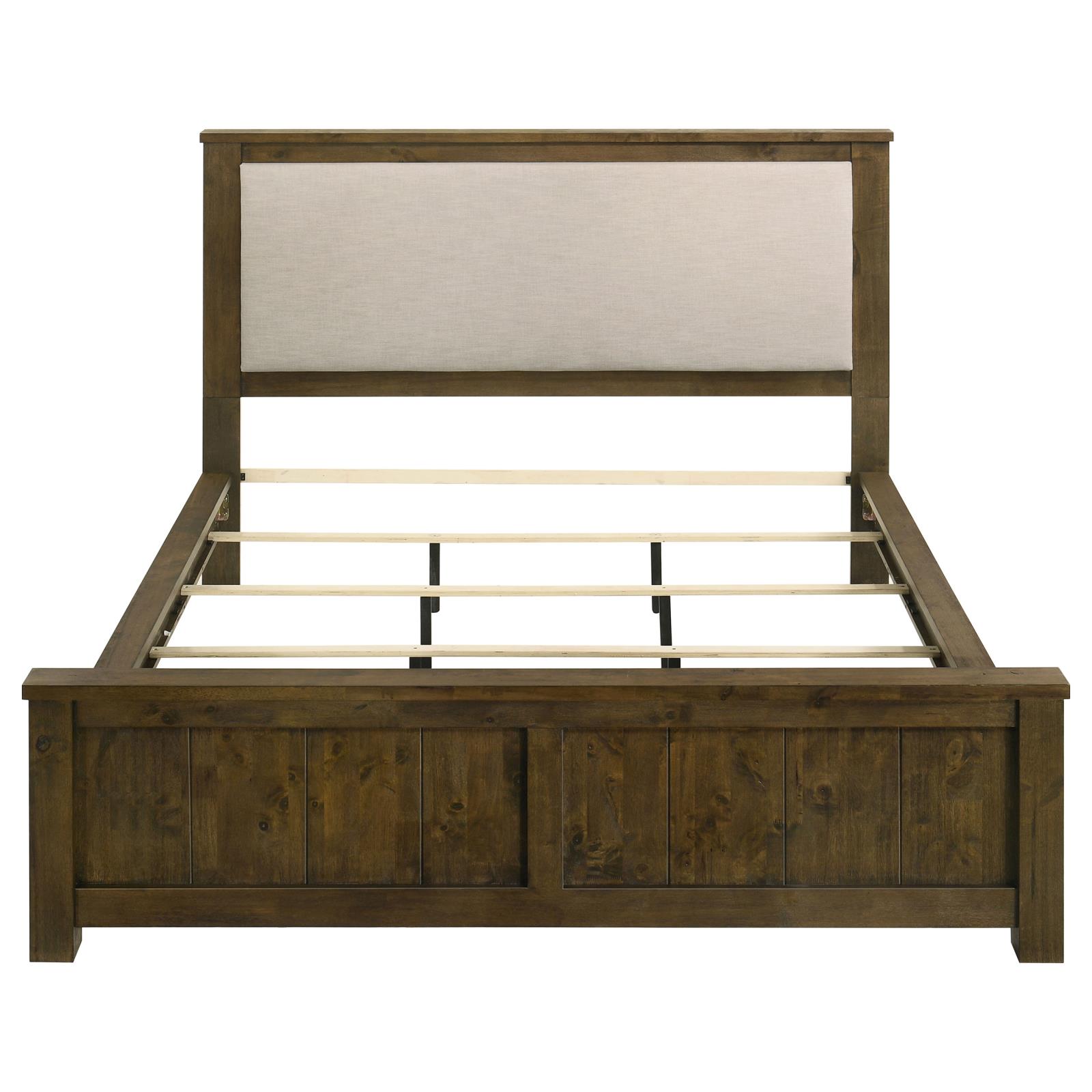 Doherty California King Linen Panel Bed Rustic Brown - Image 4