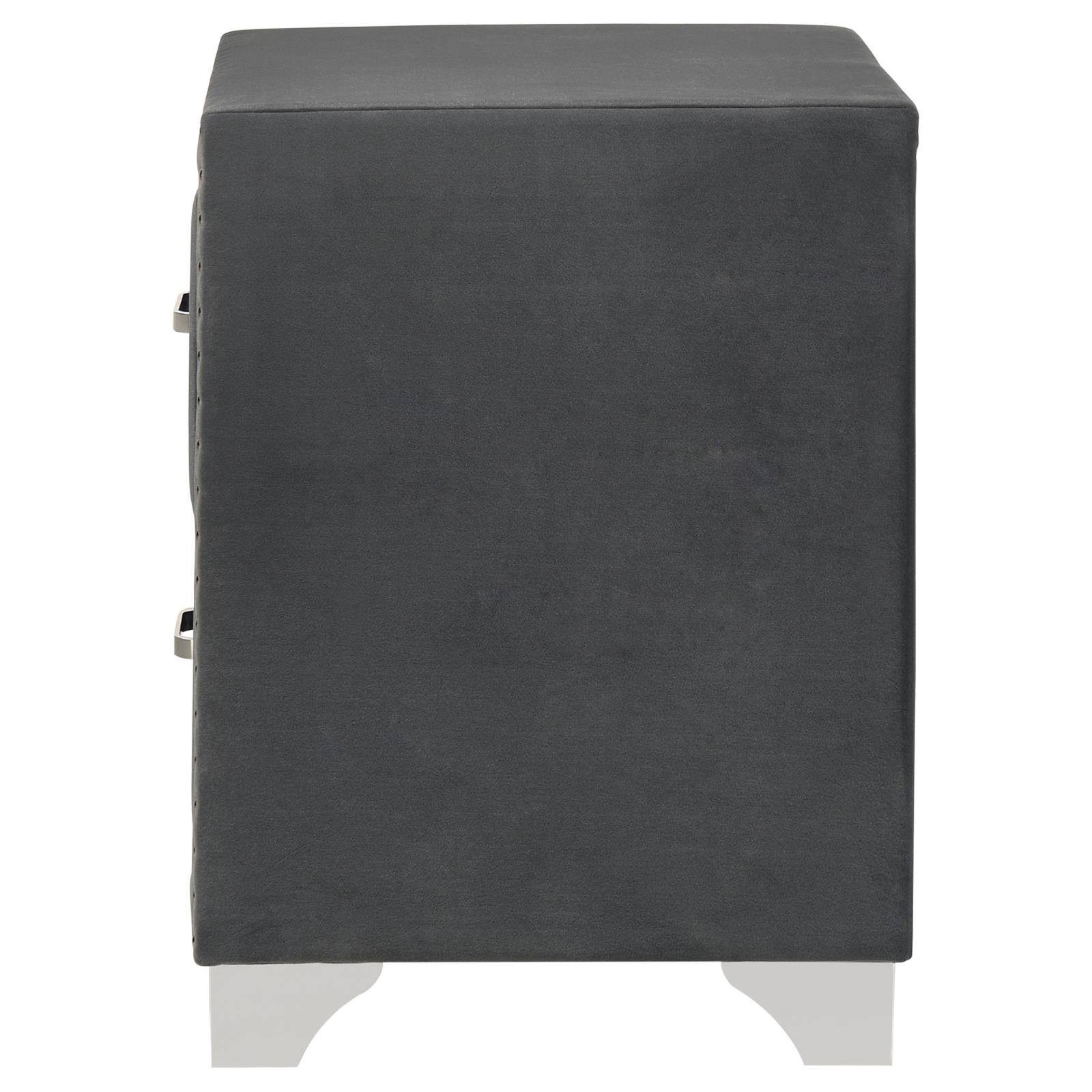 Melody Upholstered 2-drawer Nightstand Grey - Image 5