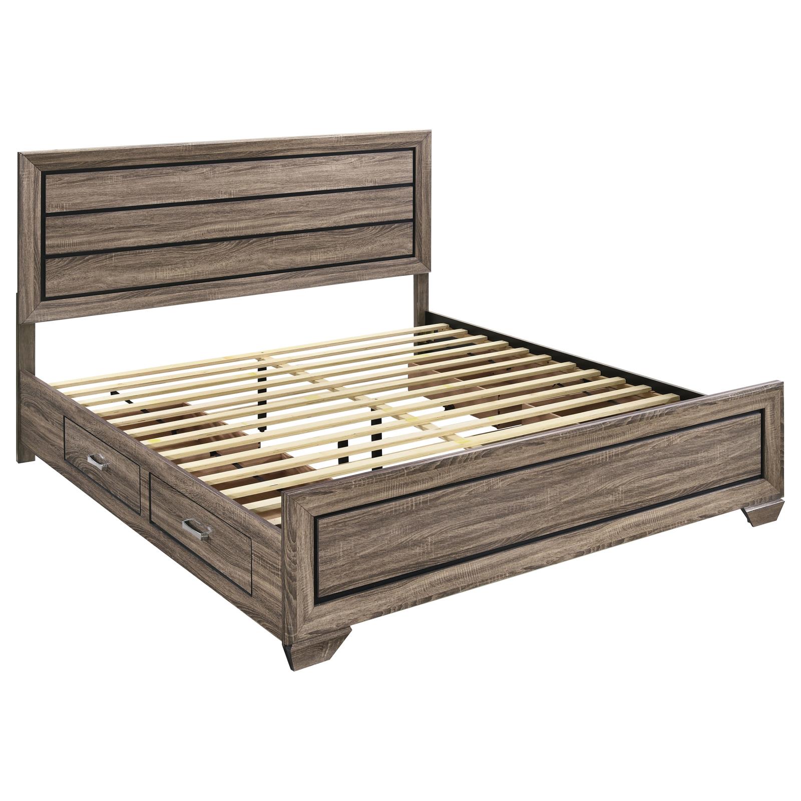 Kauffman Wood Eastern King Storage Panel Bed Washed Taupe - Image 3