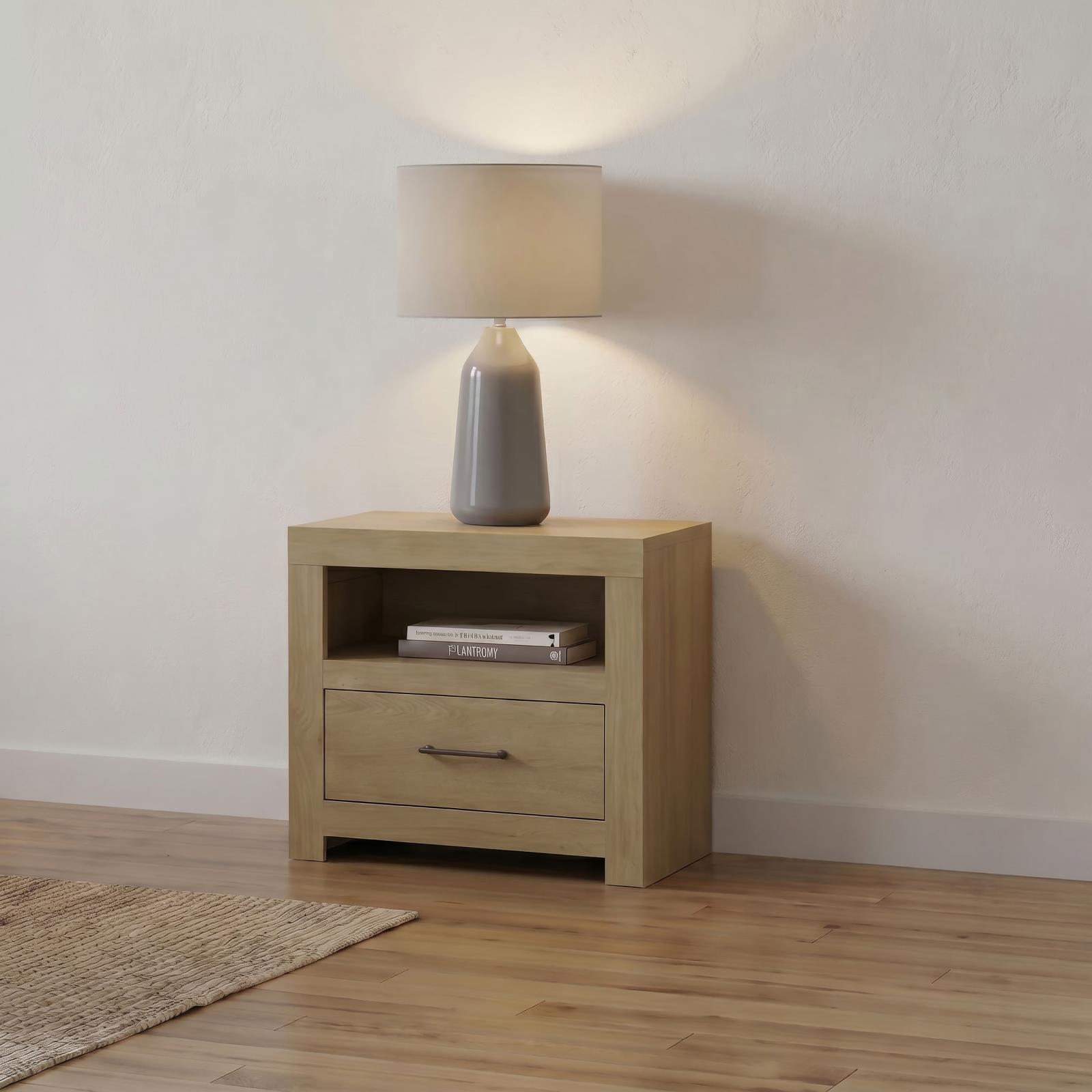 Hendricks 1-drawer Nightstand Bedside Table with Cubby Light Oak - Image 2
