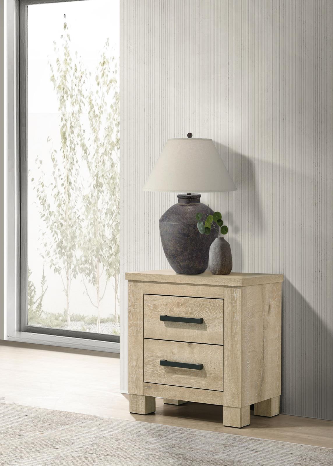 Oakglen 2-drawer Nightstand Bedside Table Weathered Oak - Image 2