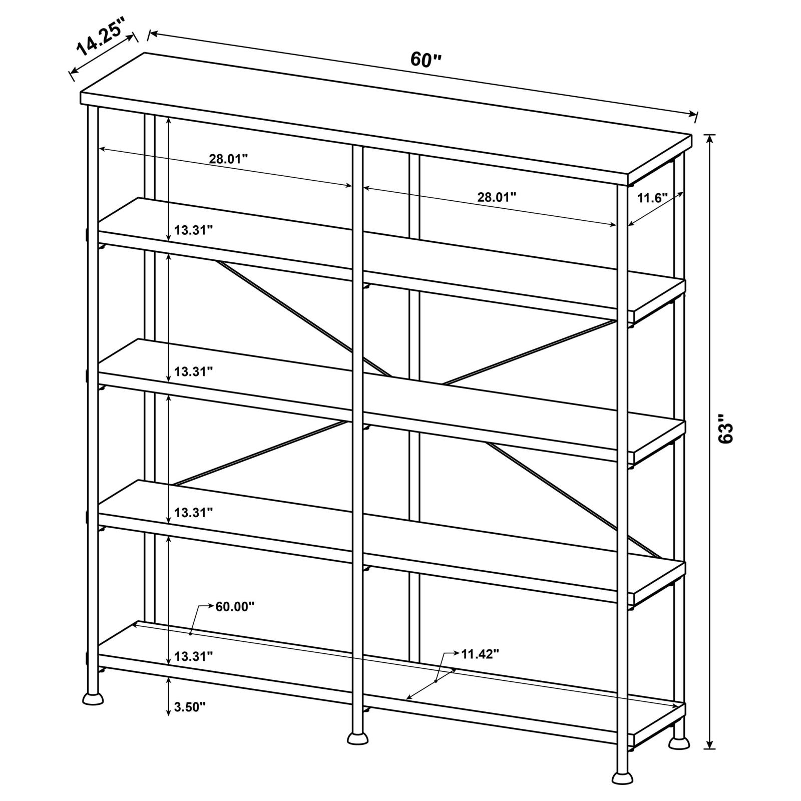 Analiese 63-inch 4-shelf Double Bookshelf Mango - Image 10