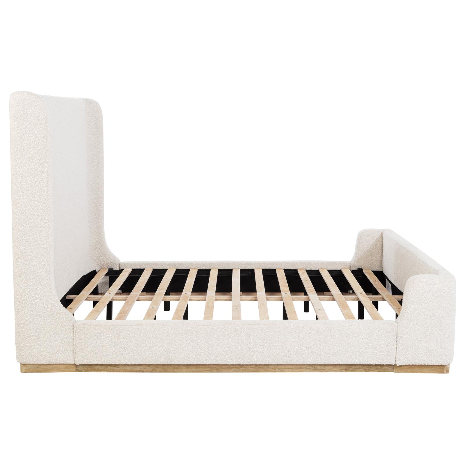 Nala Eastern King Bouclé Upholstered Platform Bed Cream - Image 6