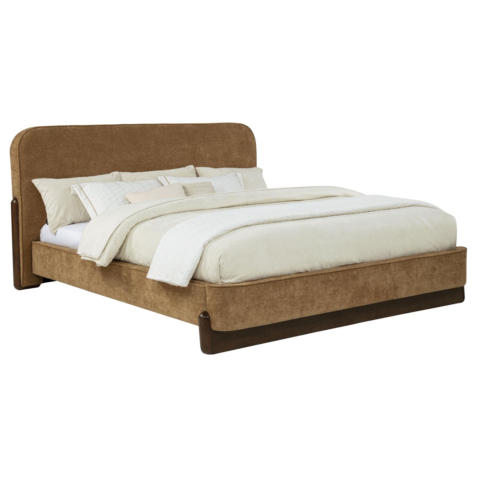 Baldacci Upholstered California King Platform Bed Curry and Walnut - Image 3