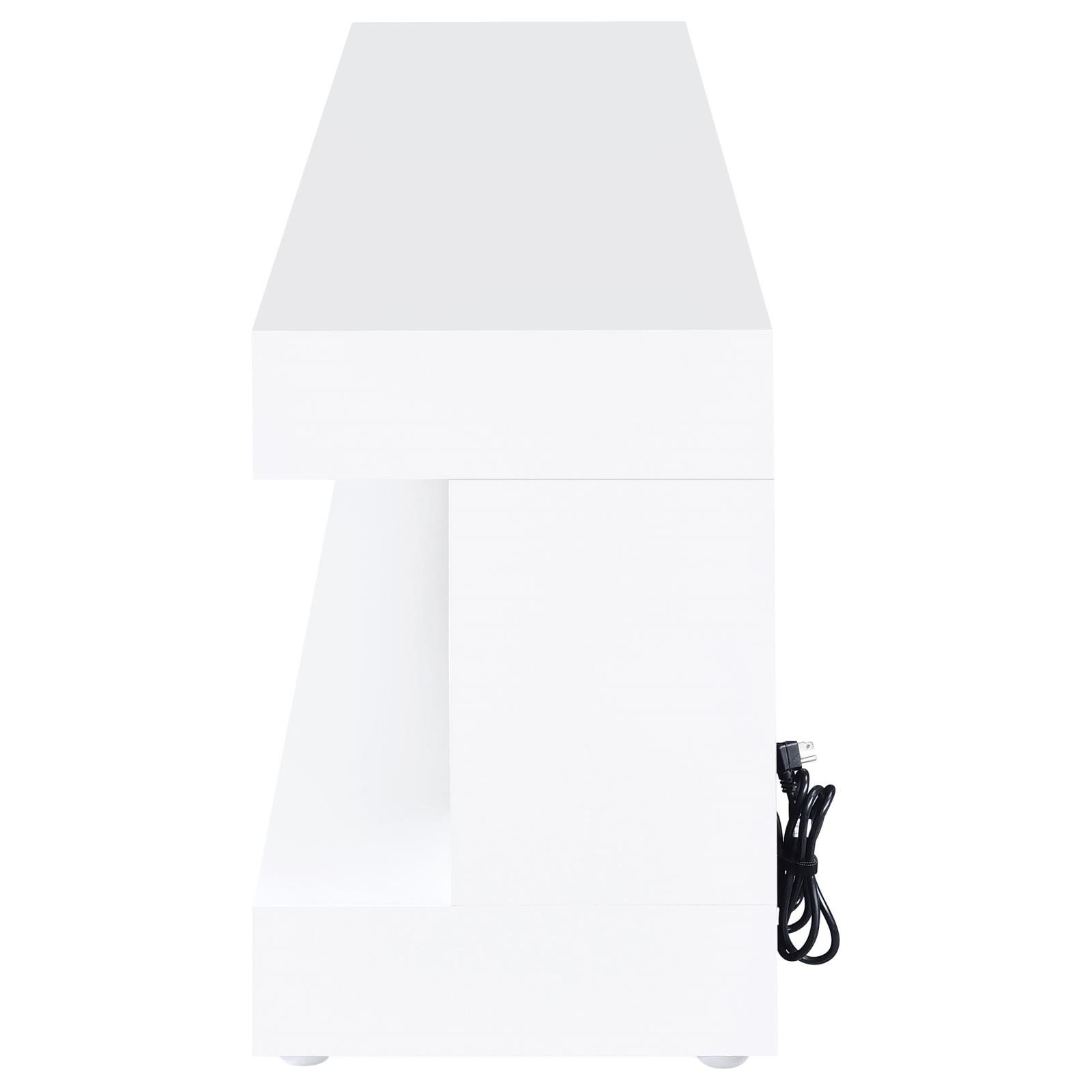 Mallory TV Stand Fireplace Console Bluetooth Speaker White High Gloss - Image 5