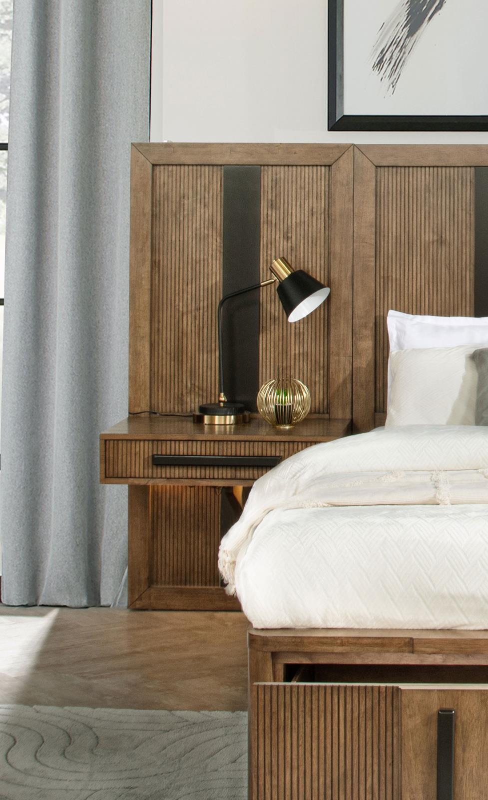 Terrace Queen Wall Panel Storage Bed Ash Brown - Image 5