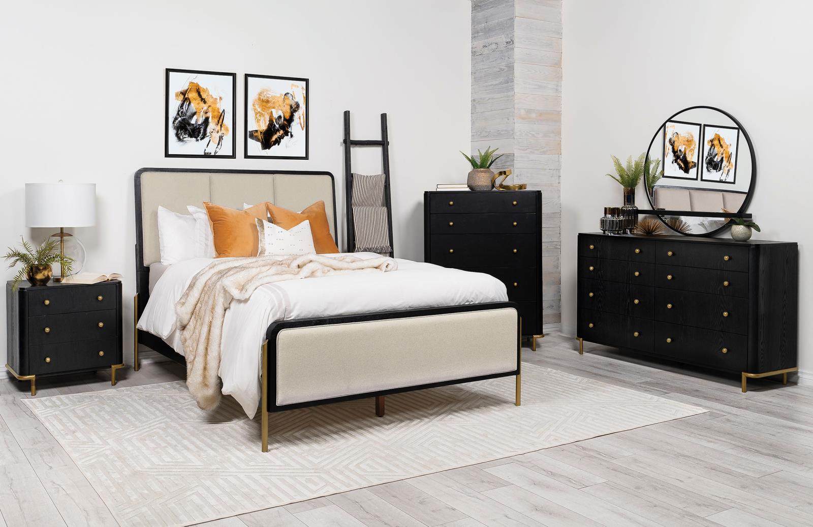 Arini 56-inch Queen Panel Bed Cream and Black - Image 9