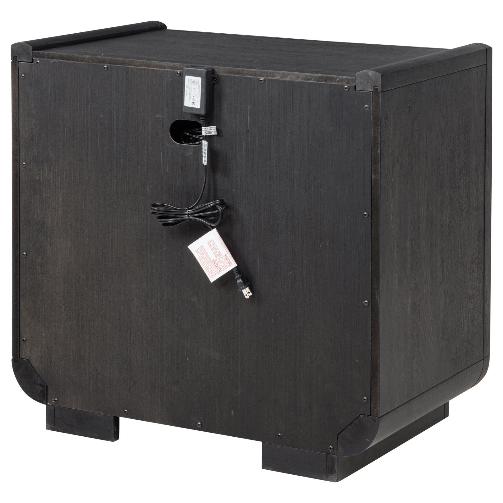 Leandro 2-drawer LED Nightstand with USB Burnished Black - Image 8