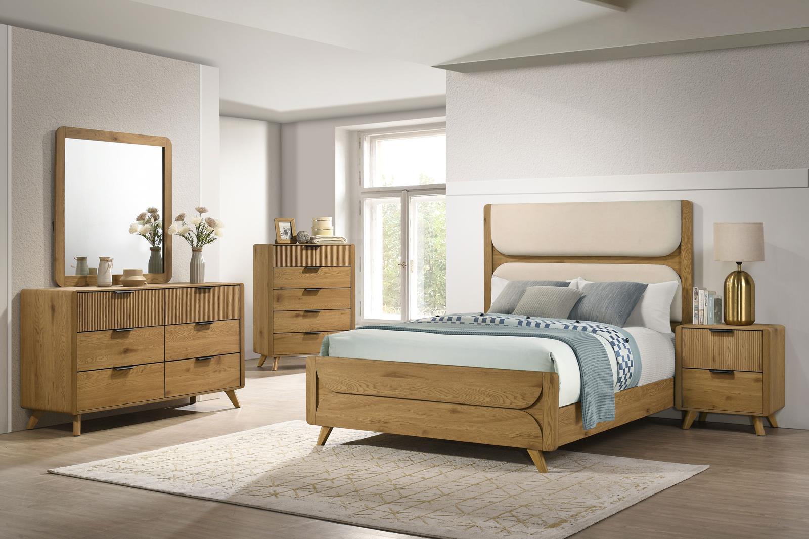 Bennett Mid-Century 6-Drawer Rubberwood Dresser Light Oak - Image 15