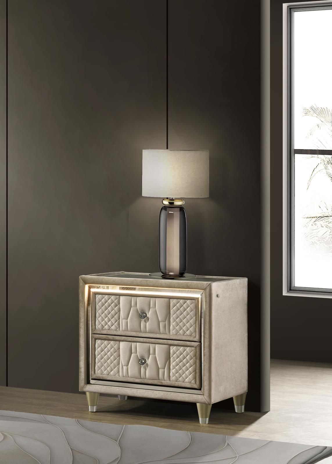 Lorient 2-drawer LED Nightstand with USB - Image 2