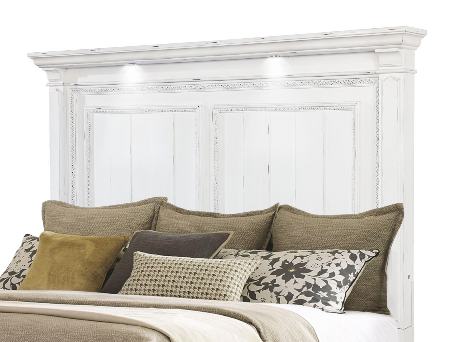 McKinney Queen LED Light Panel Bed Vintage White - Image 9