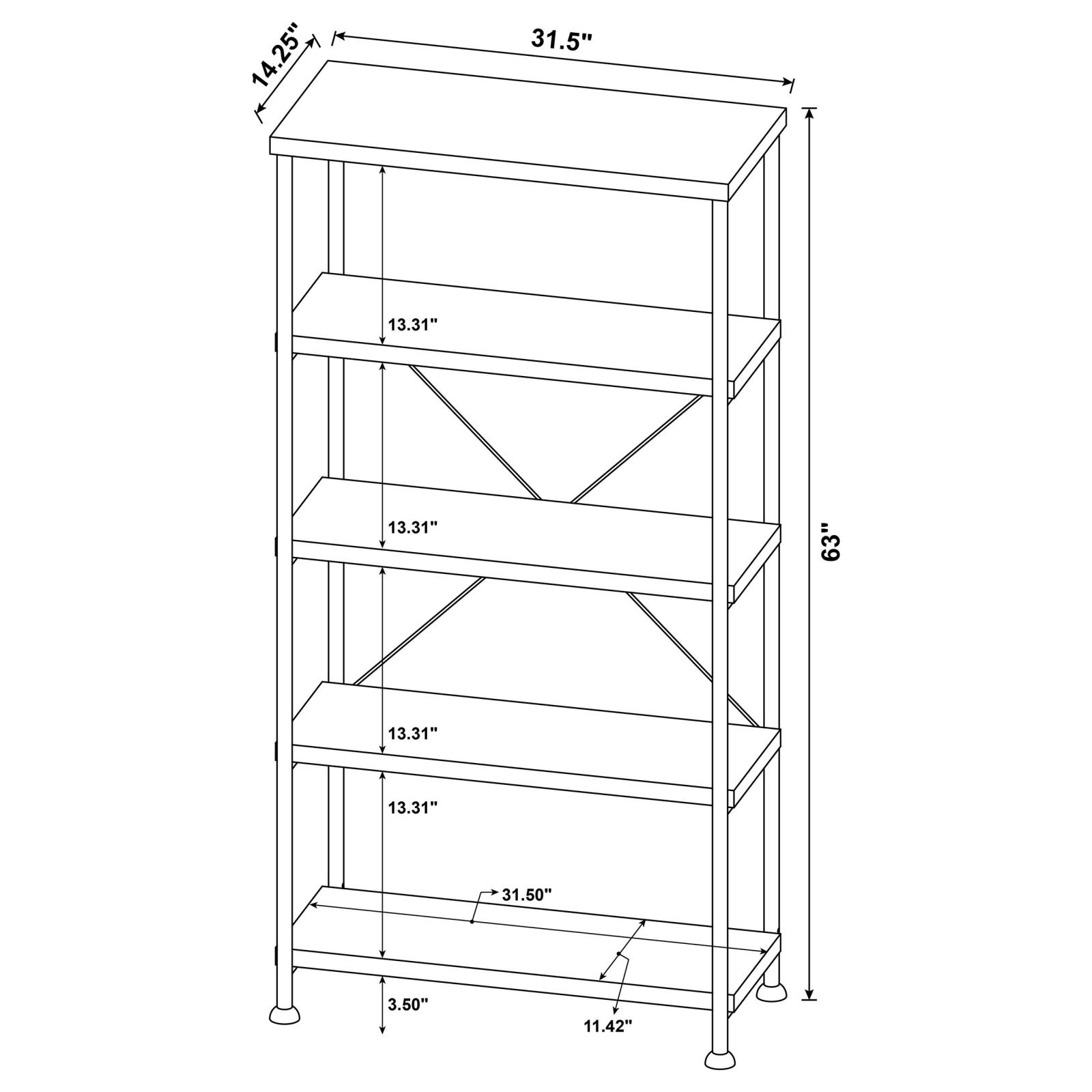 Analiese 63-inch 4-shelf Bookshelf Rustic Nutmeg - Image 8