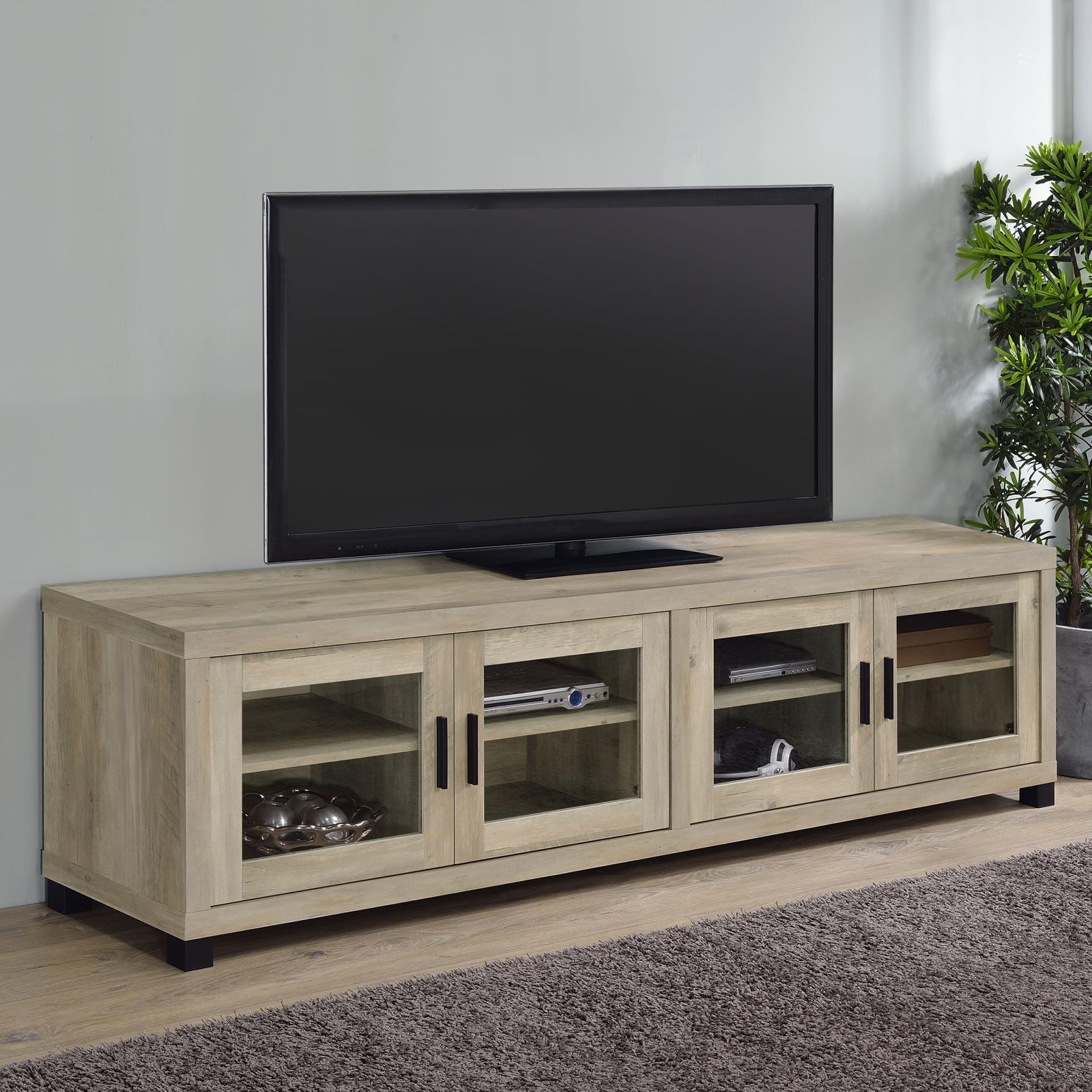 Sachin 4-door Engineered Wood 79-inch TV Stand Distressed Pine - Image 2