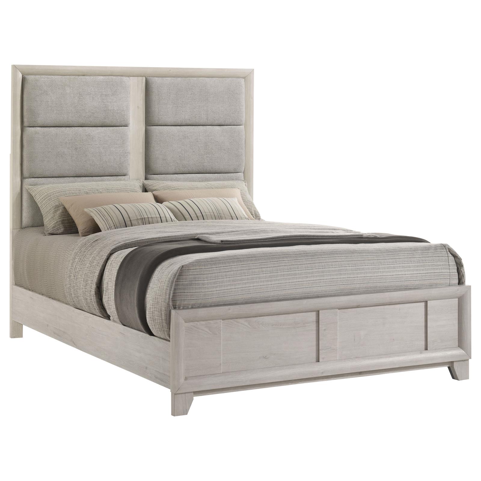 Farre Queen Upholstered Platform Panel Bed Washed Grey - Image 2