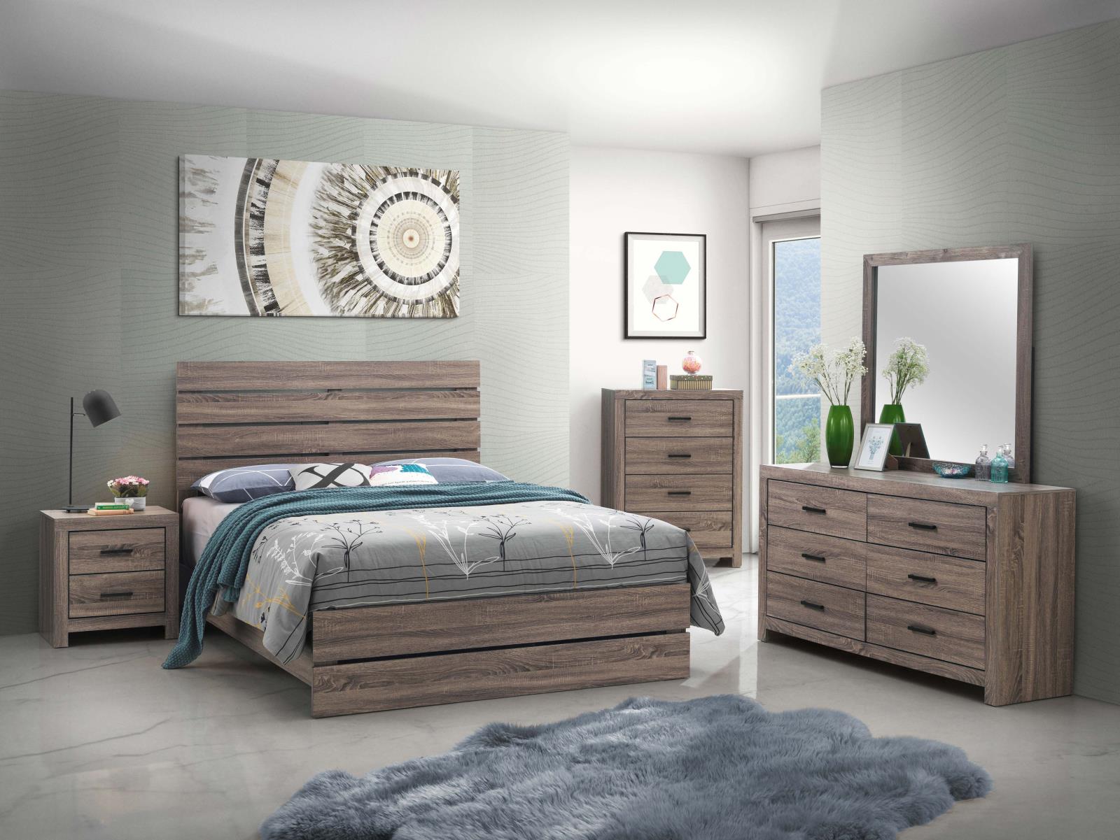 Brantford Wood Eastern King Panel Bed Barrel Oak - Image 7