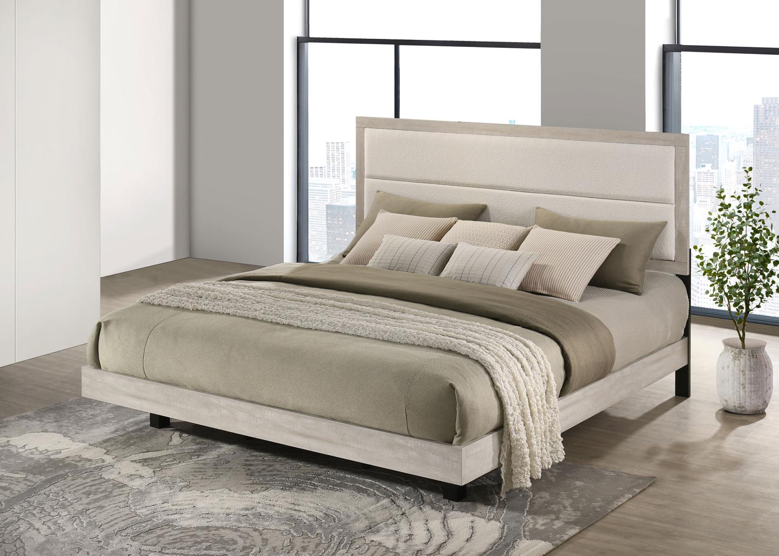 Trenton 54-inch Wood Eastern King Panel Bed Rustic Cream - Image 2