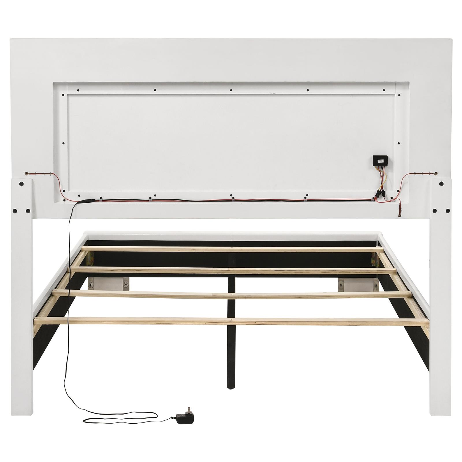 Felicity Wood Full LED Panel Bed White High Gloss - Image 6