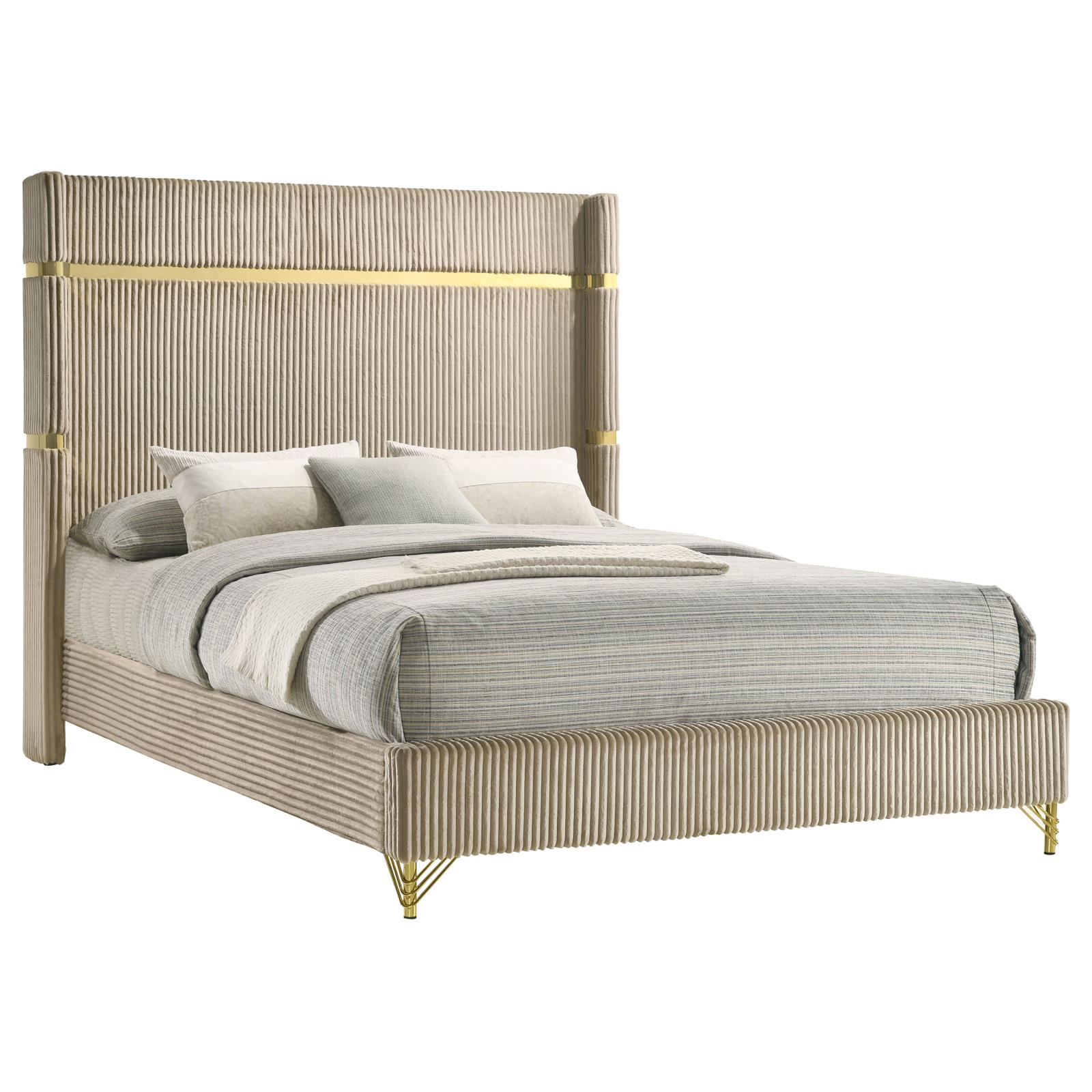 Lucia 61-inch Upholstered Queen Wingback Bed - Image 3