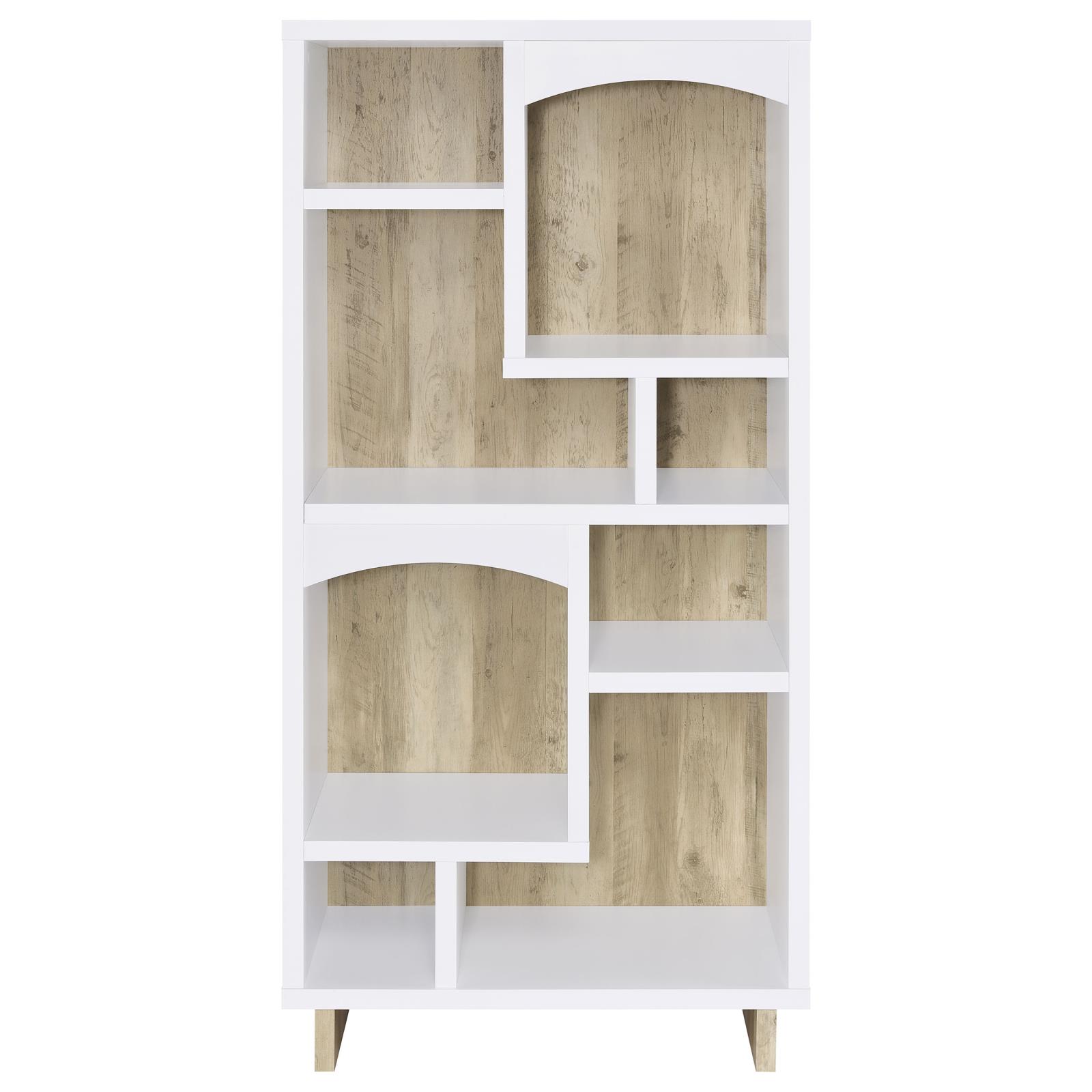 Dalton 65-inch 6-shelf Bookcase White and Distressed Pine - Image 3