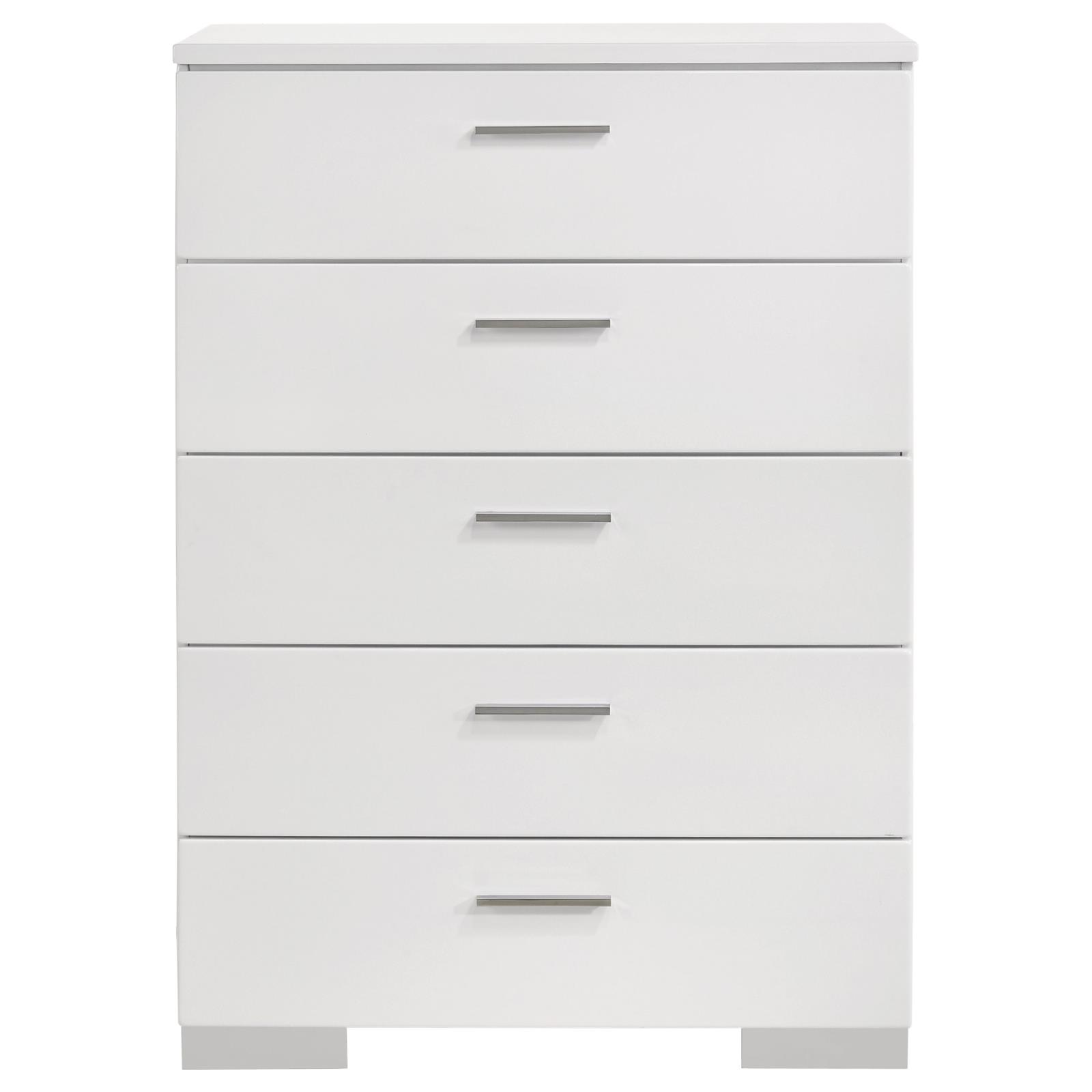 Felicity 5-drawer Bedroom Chest White High Gloss - Image 3