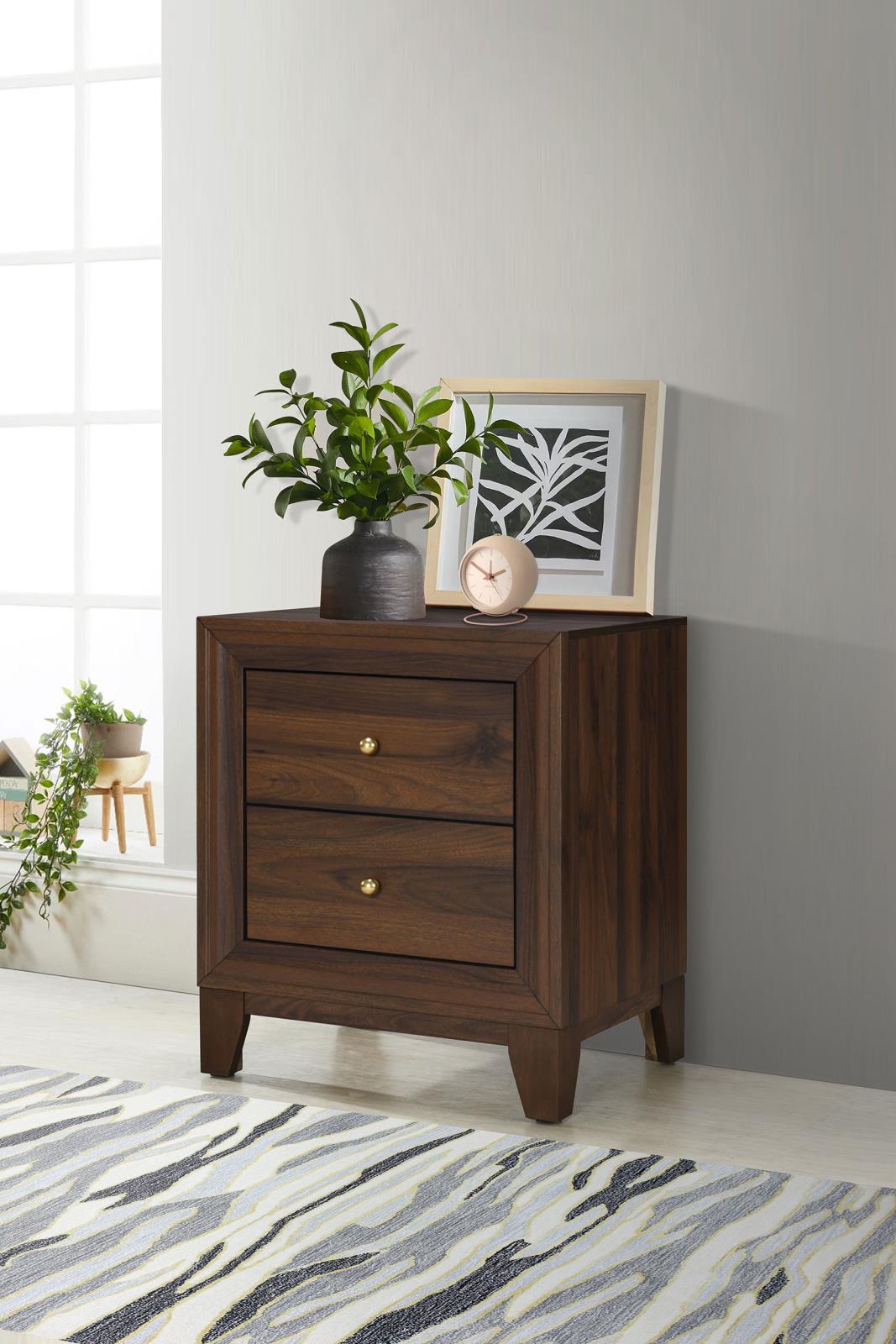 Welsley 2-drawer Nightstand Bedside Table Walnut - Image 2