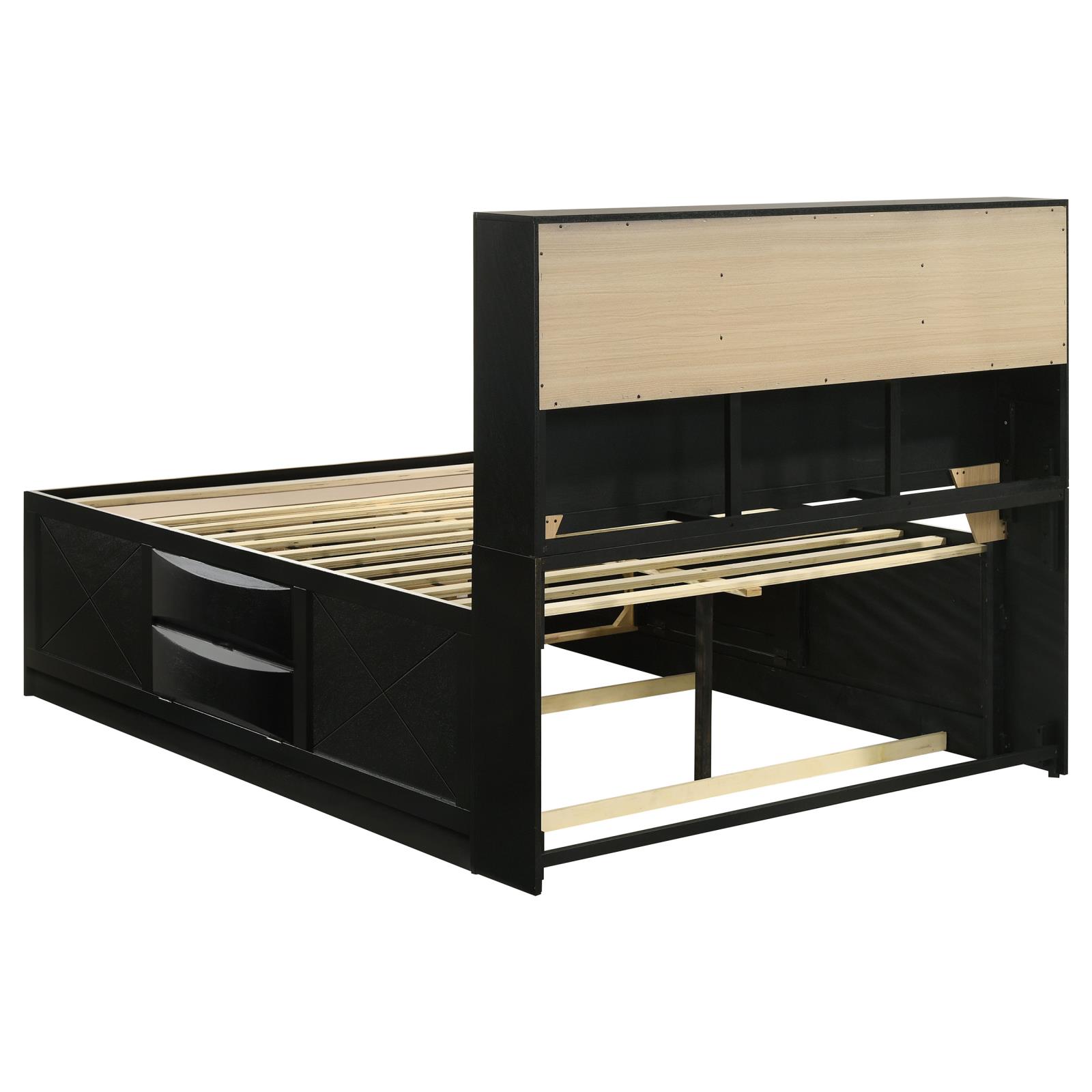 Briana Wood Queen Storage Bookcase Bed Black - Image 5