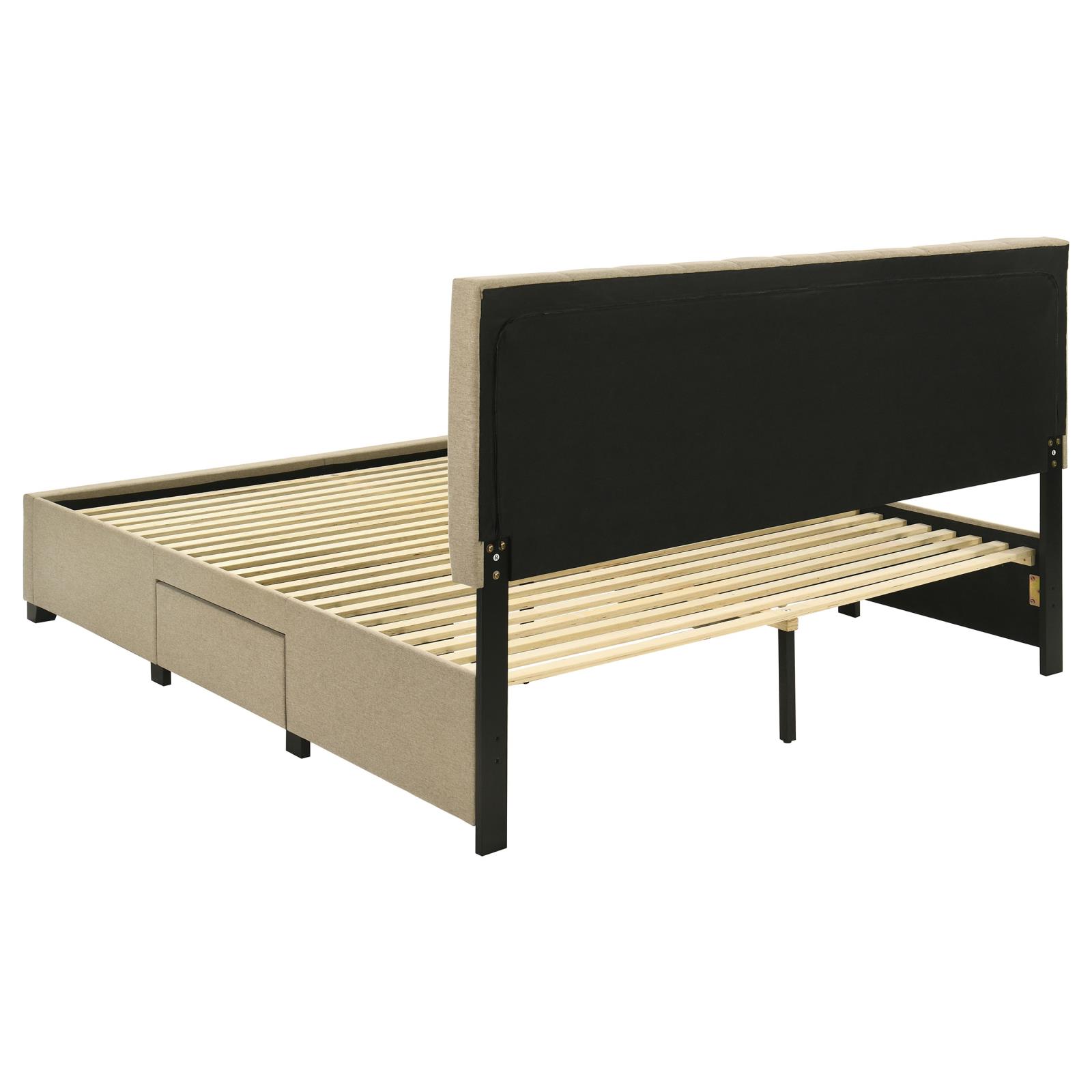 Wheatland 4-drawer Upholstered Eastern King Storage Bed Brown - Image 9