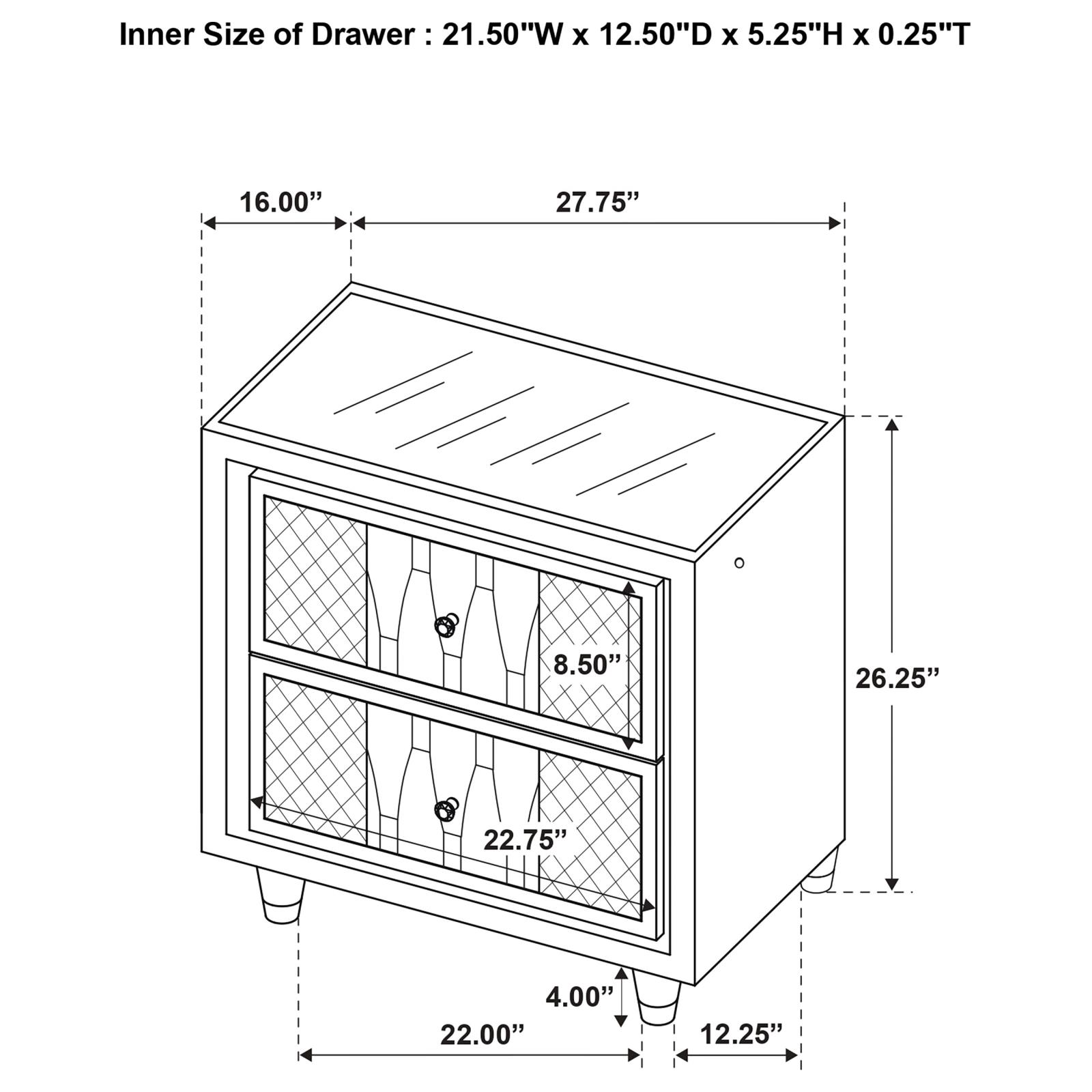 Lorient 2-drawer LED Nightstand with USB - Image 16