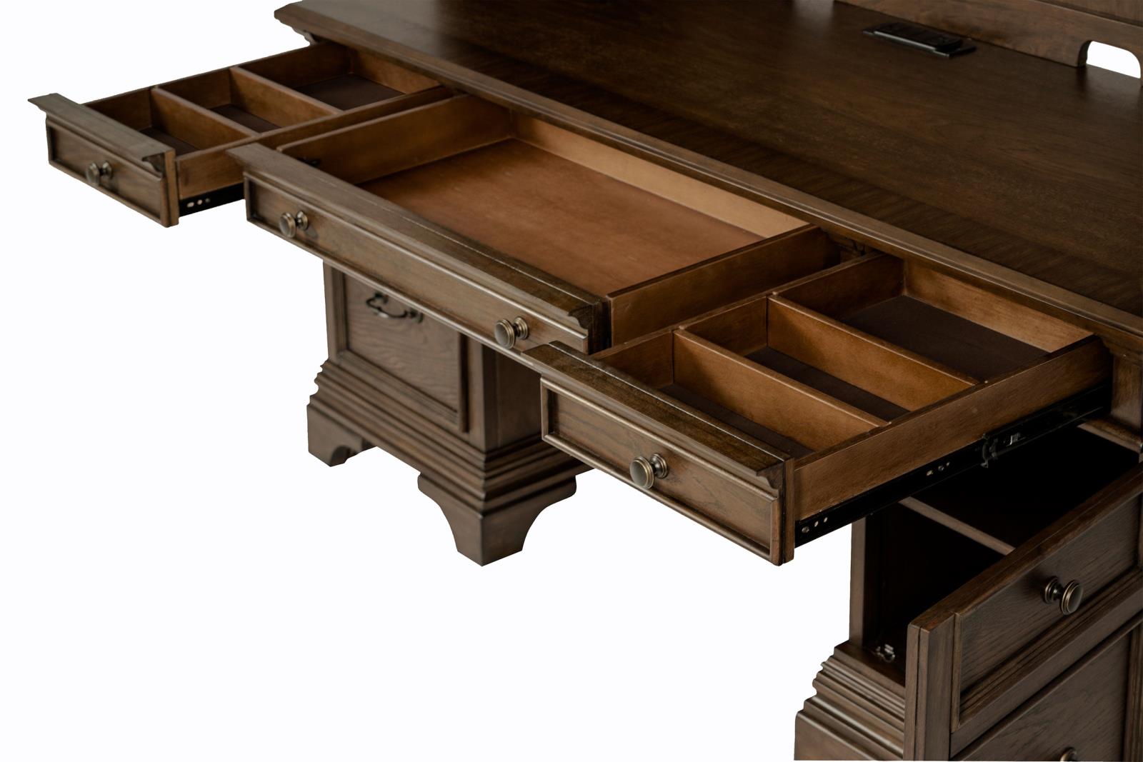 Hartshill 66-inch 5-drawer Credenza with Hutch Burnished Oak - Image 10