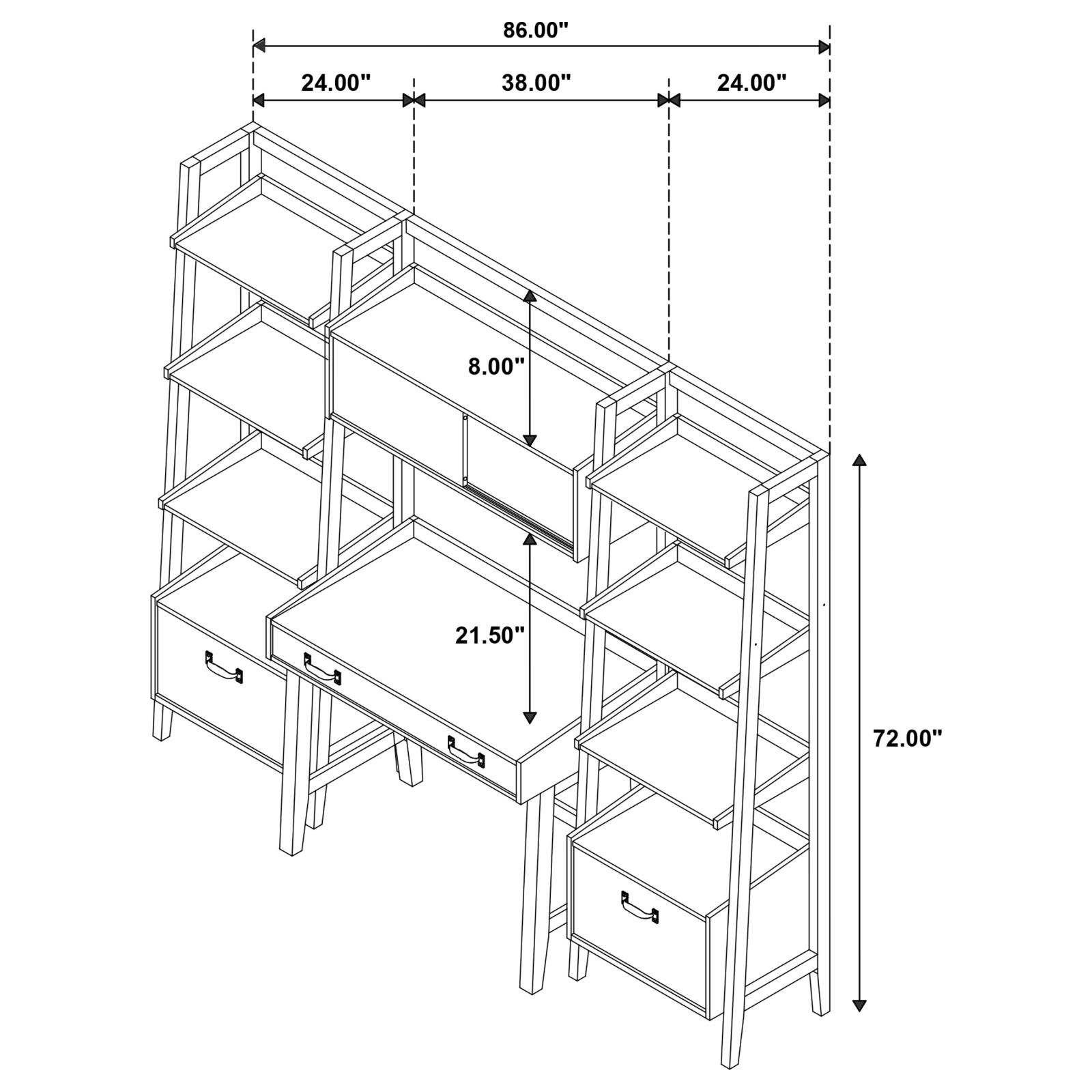 Fabian 4-piece Computer Desk and Bookshelf Set Distressed Light Brown - Image 13