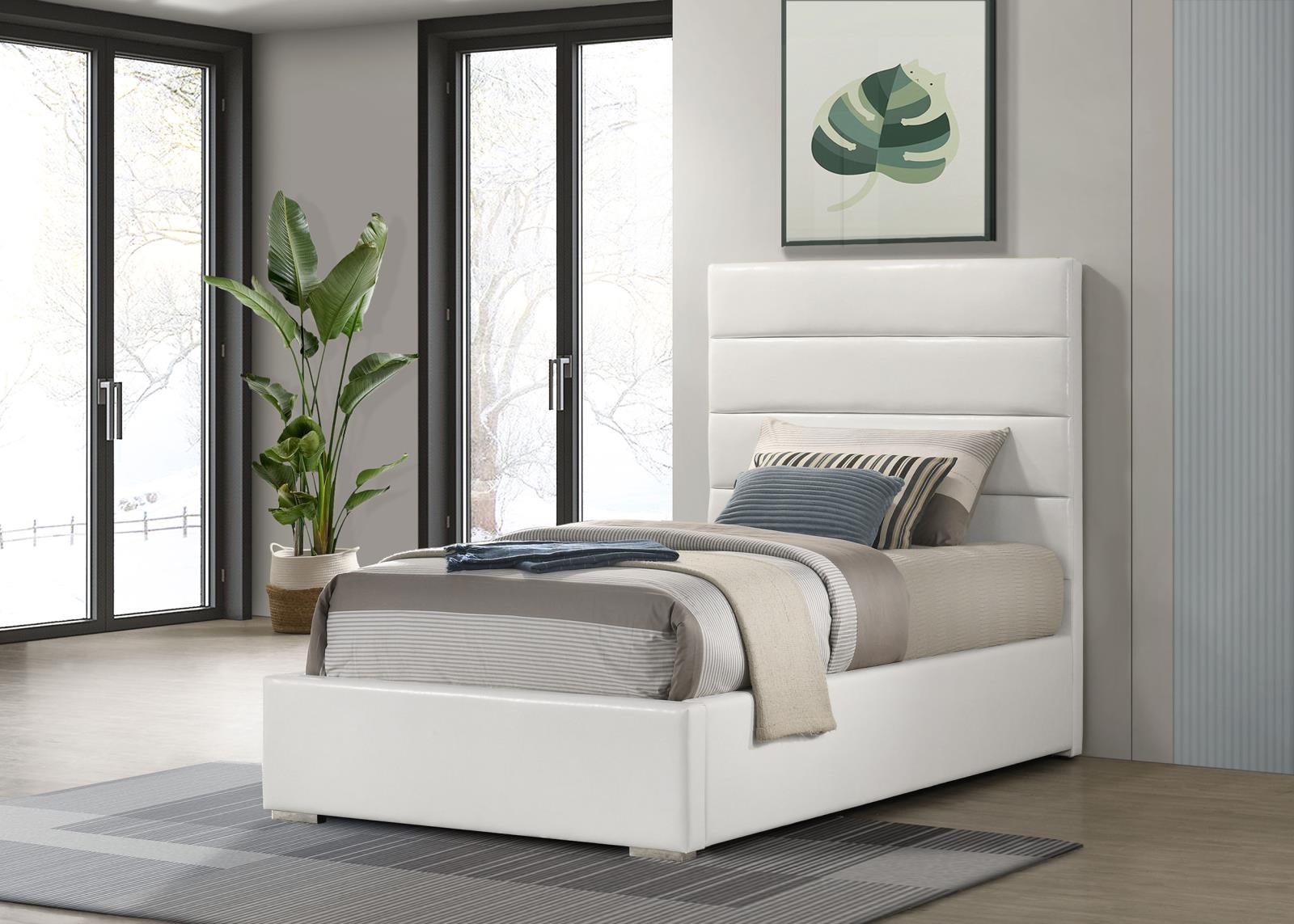 Felicity 53-inch Upholstered Twin Platform Bed White - Image 2