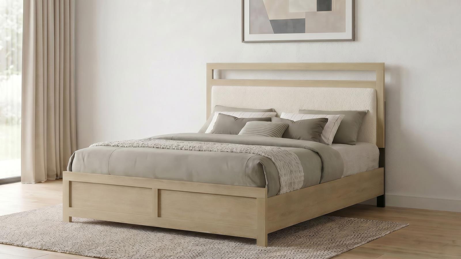Hendricks Eastern King Panel Headboard Platform Bed Light Oak - Image 2