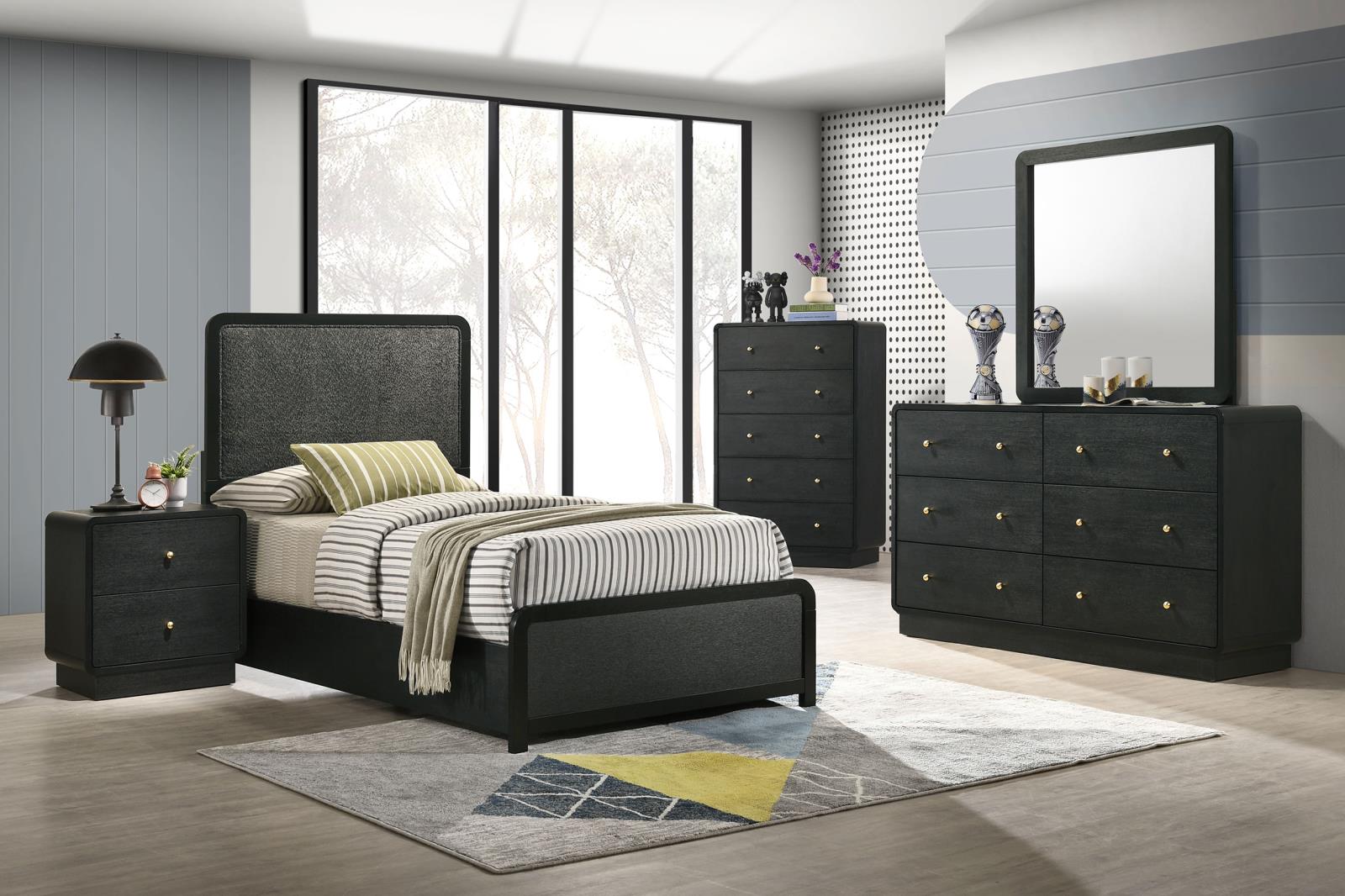 Cavelle 51-inch Upholstered Twin Panel Bed Black - Image 12