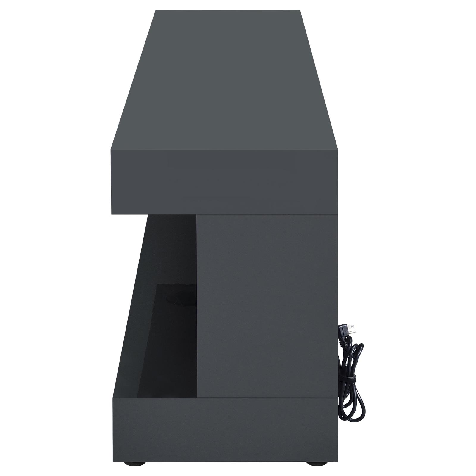 Mallory TV Stand Fireplace Console Bluetooth Speaker Grey High Gloss - Image 5