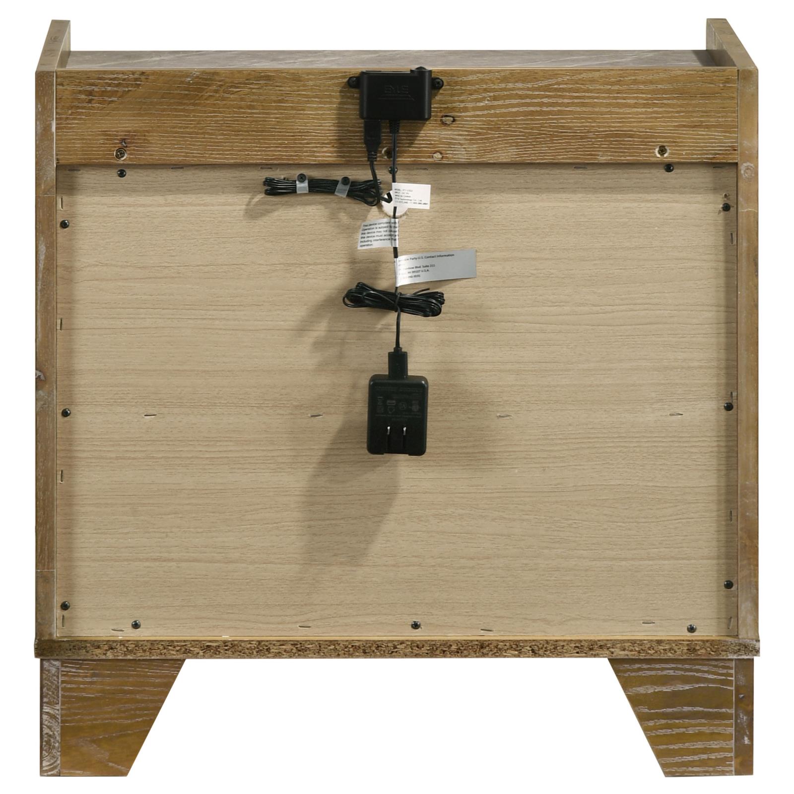 Henderson 1-drawer LED Nightstand Bedside Table Medium Oak - Image 5