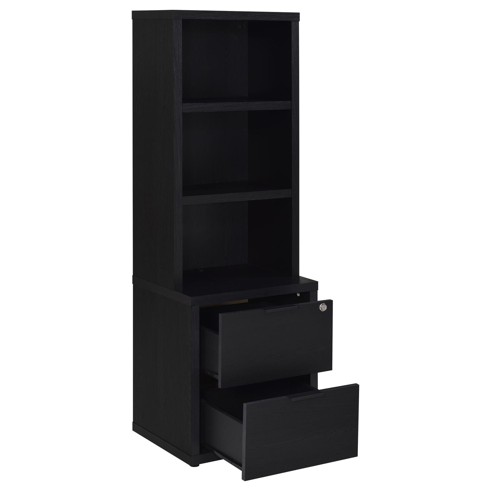 Westpark 3-piece Wall Unit Bookcase Set with USB Black - Image 4