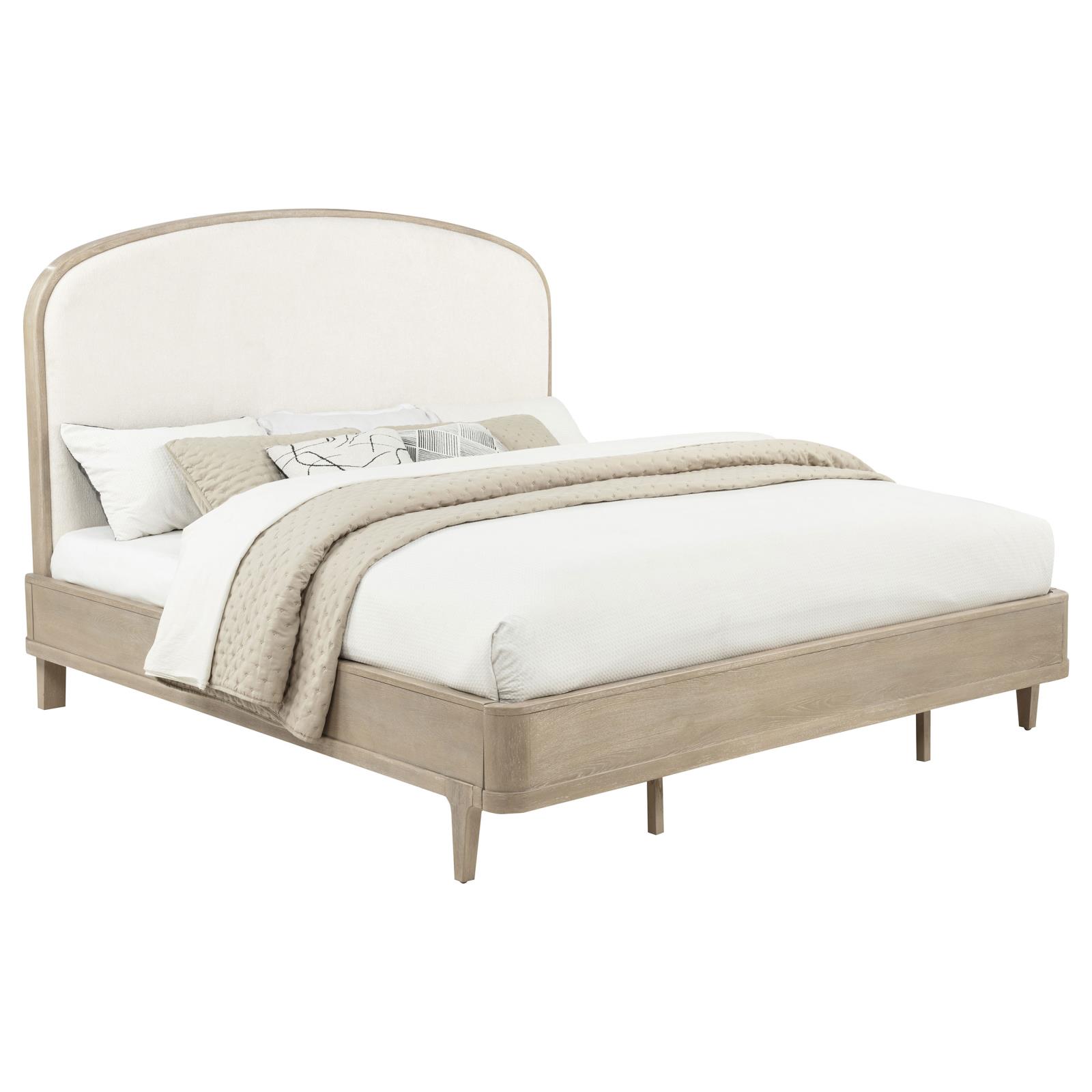 Lucaire Eastern King Upholstered Panel Bed Sandstone - Image 4