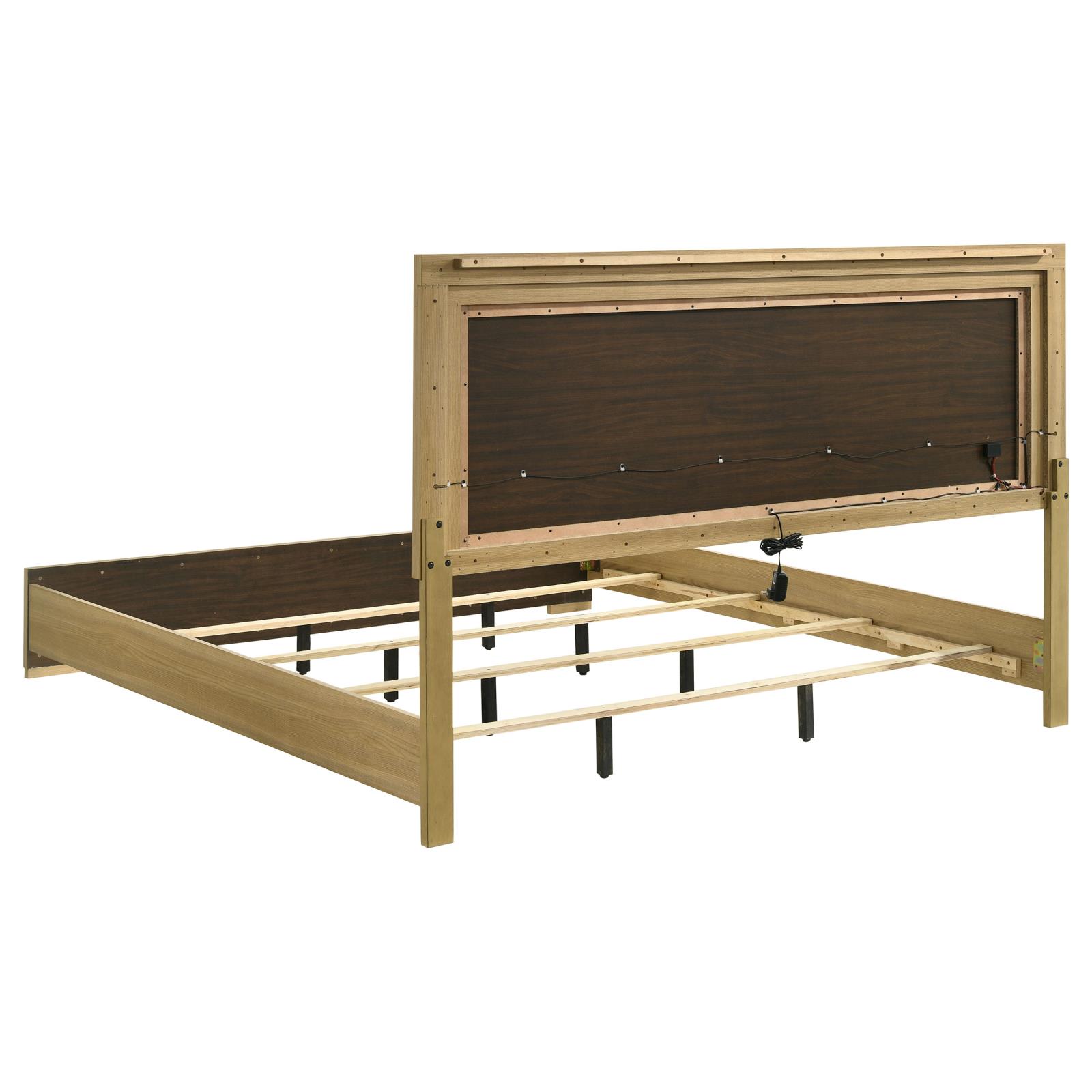 Hyland Eastern King Panel Bed LED Headboard Natural - Image 5