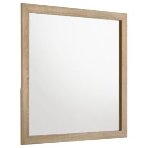 Arielle Dresser Mirror with Wood-Look Frame Light Oak