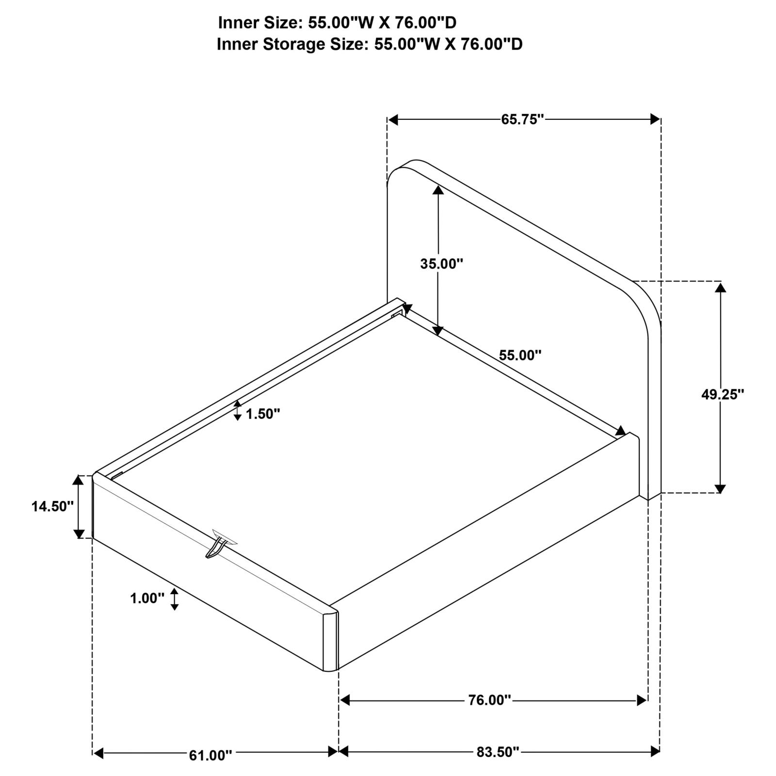 Anders Upholstered Full Storage Lift Platform Bed - Image 10
