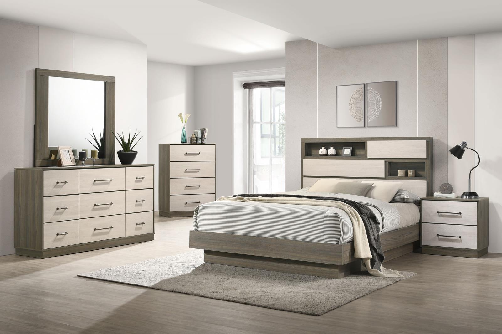 Fenwick Eastern King Bed Bookcase Headboard Grey Oak - Image 13