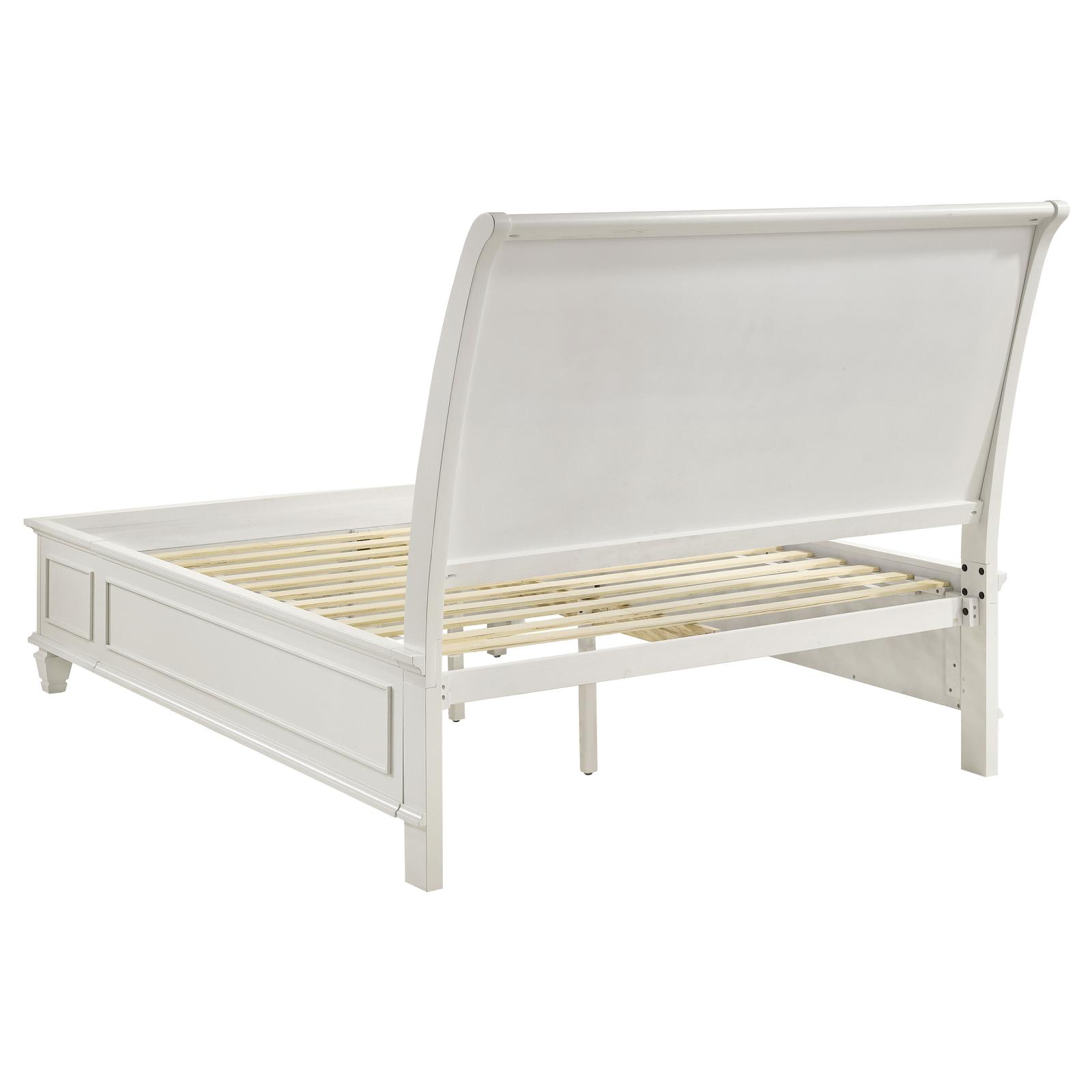 Sandy Beach Wood Queen Storage Panel Bed Cream White - Image 4