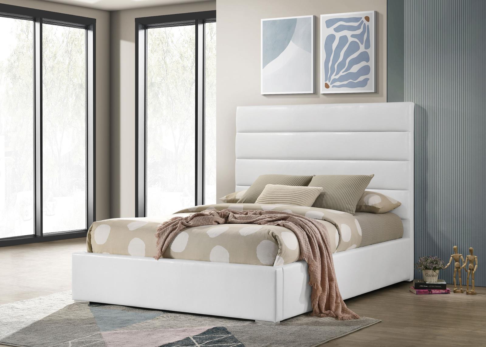 Felicity 53-inch Upholstered Full Platform Bed White - Image 2