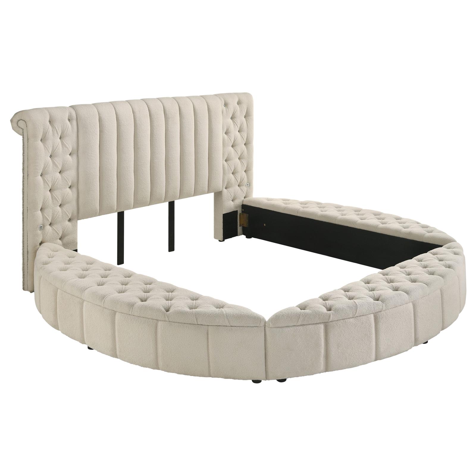 Sonya Upholstered Bedroom Set Ivory - Image 3