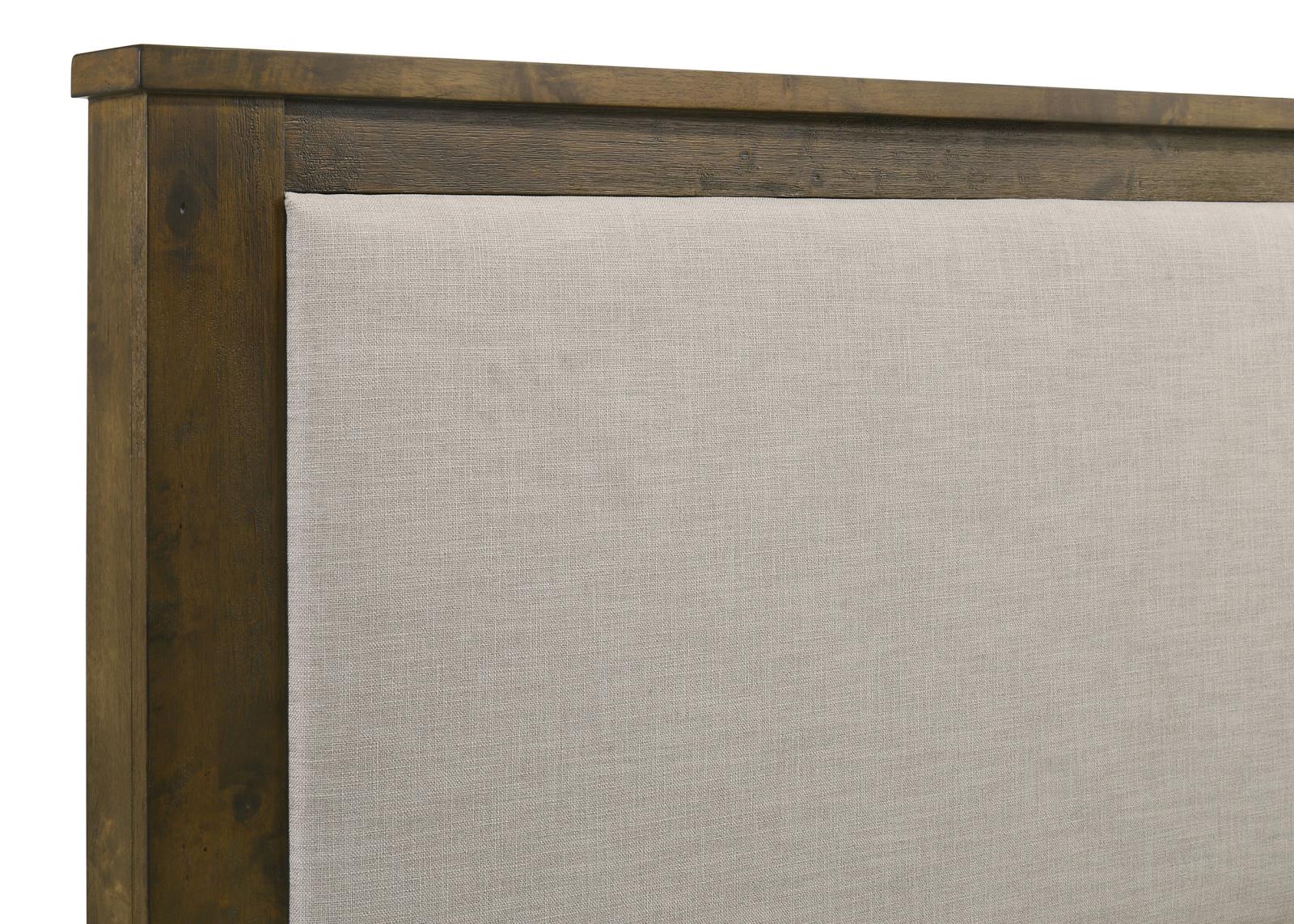 Doherty Queen Linen Upholstered Panel Bed Rustic Brown - Image 7