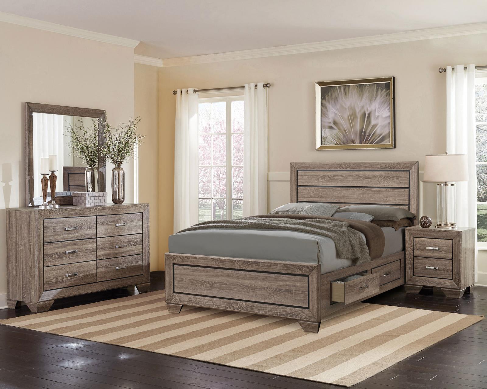 Kauffman Wood California King Storage Panel Bed Washed Taupe - Image 14